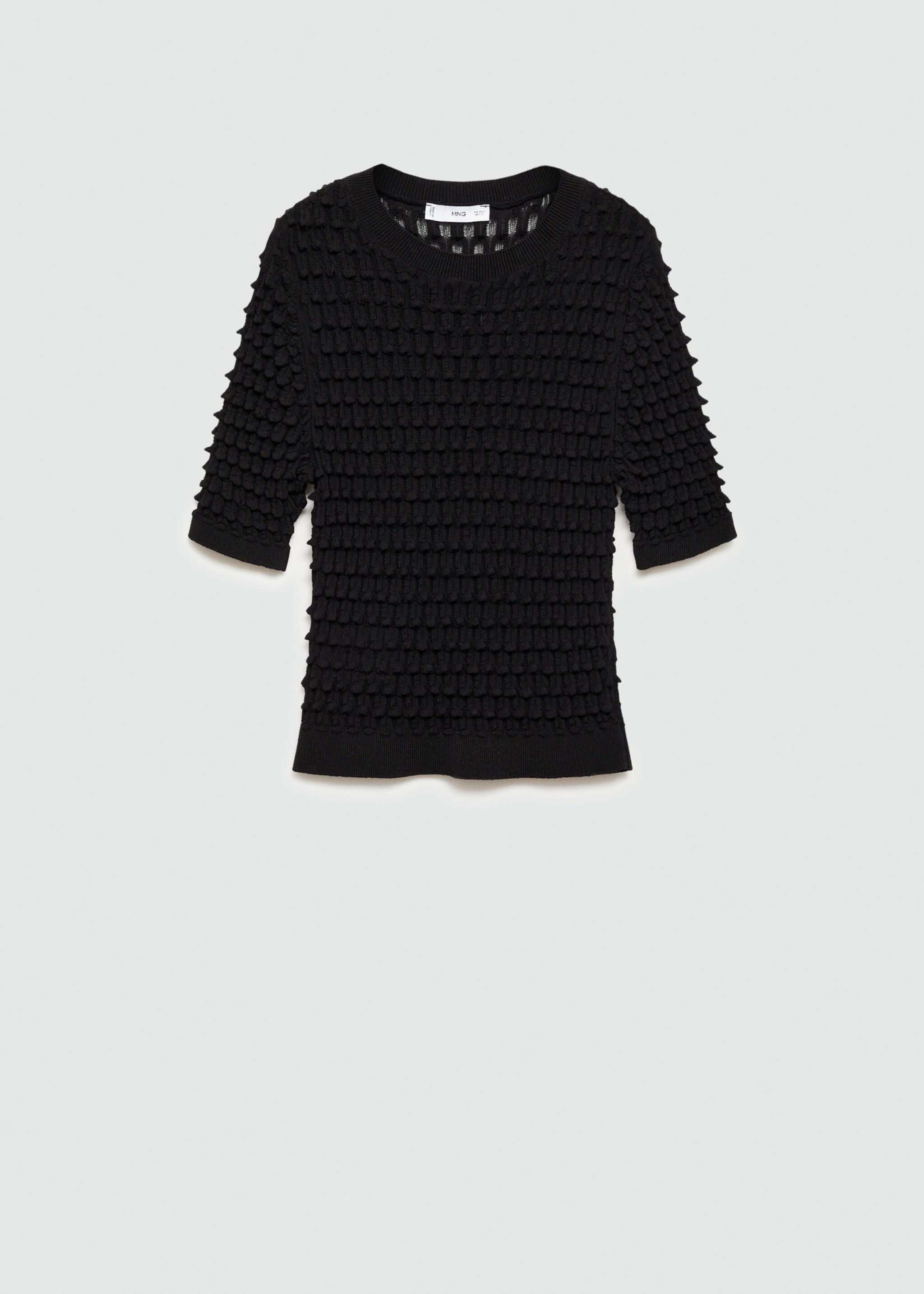 Short sleeve textured sweater - Article without model, Black. Ref: 77054061-00.