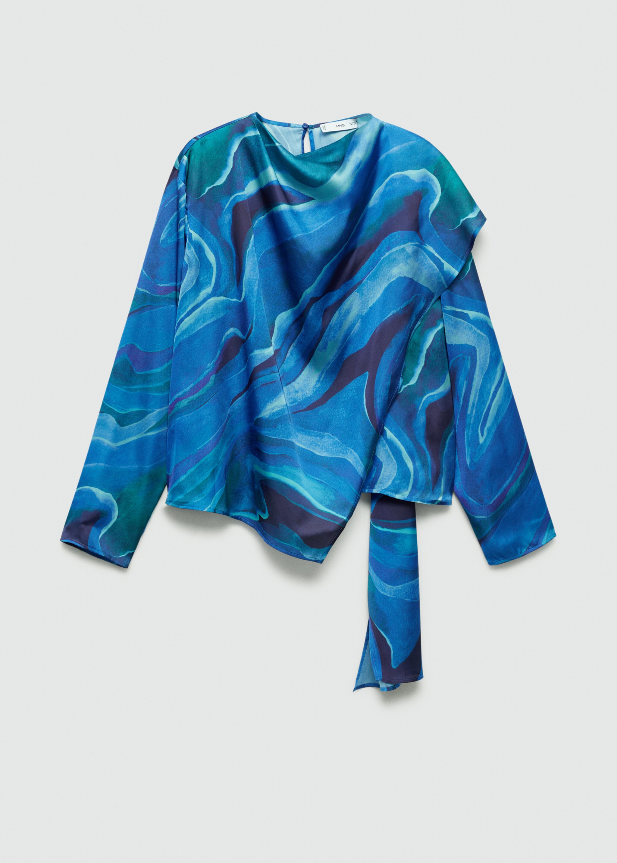 Satin printed blouse with draped neck - Article without model