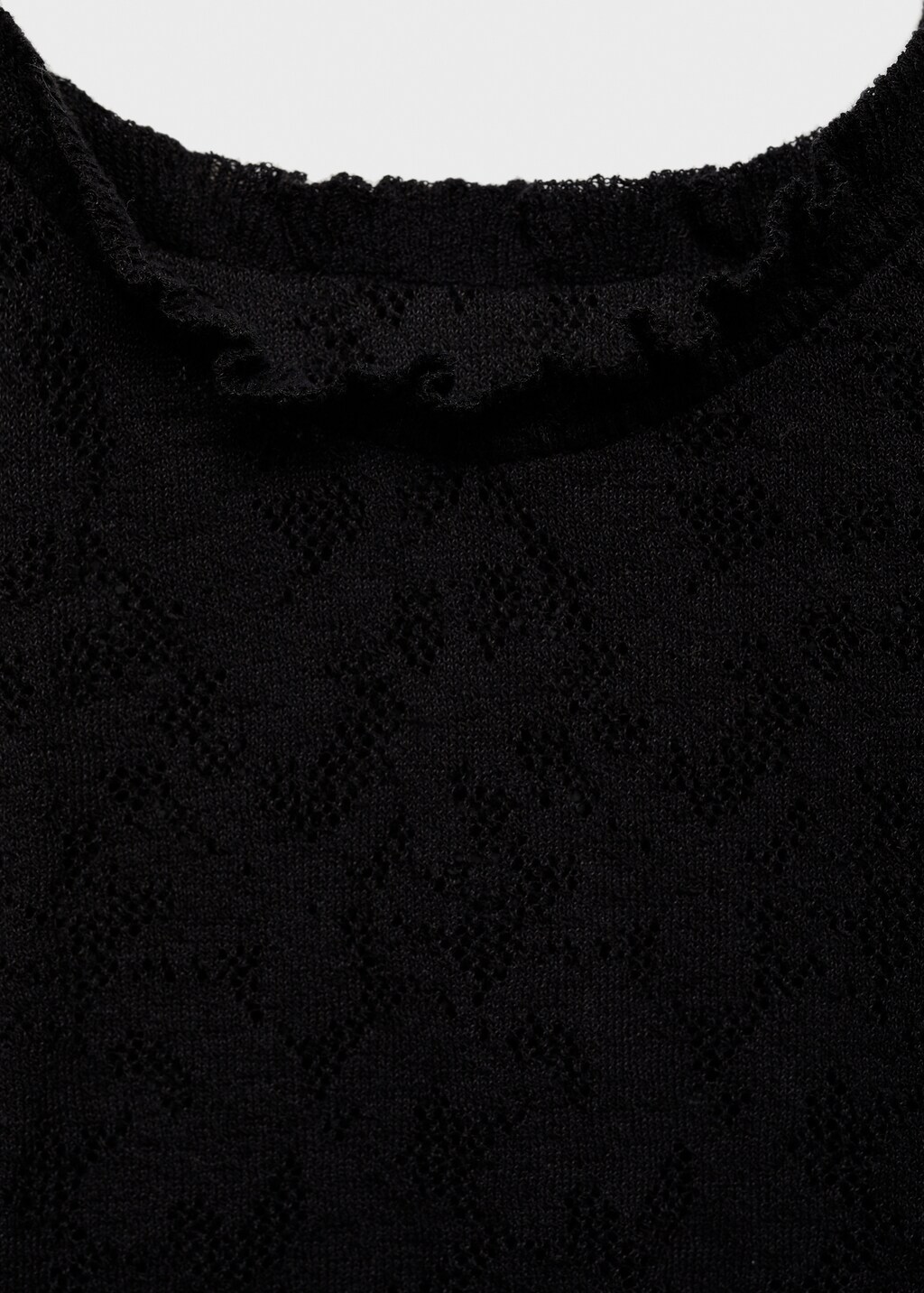 Knit top with lace accents - Women | MANGO OUTLET USA