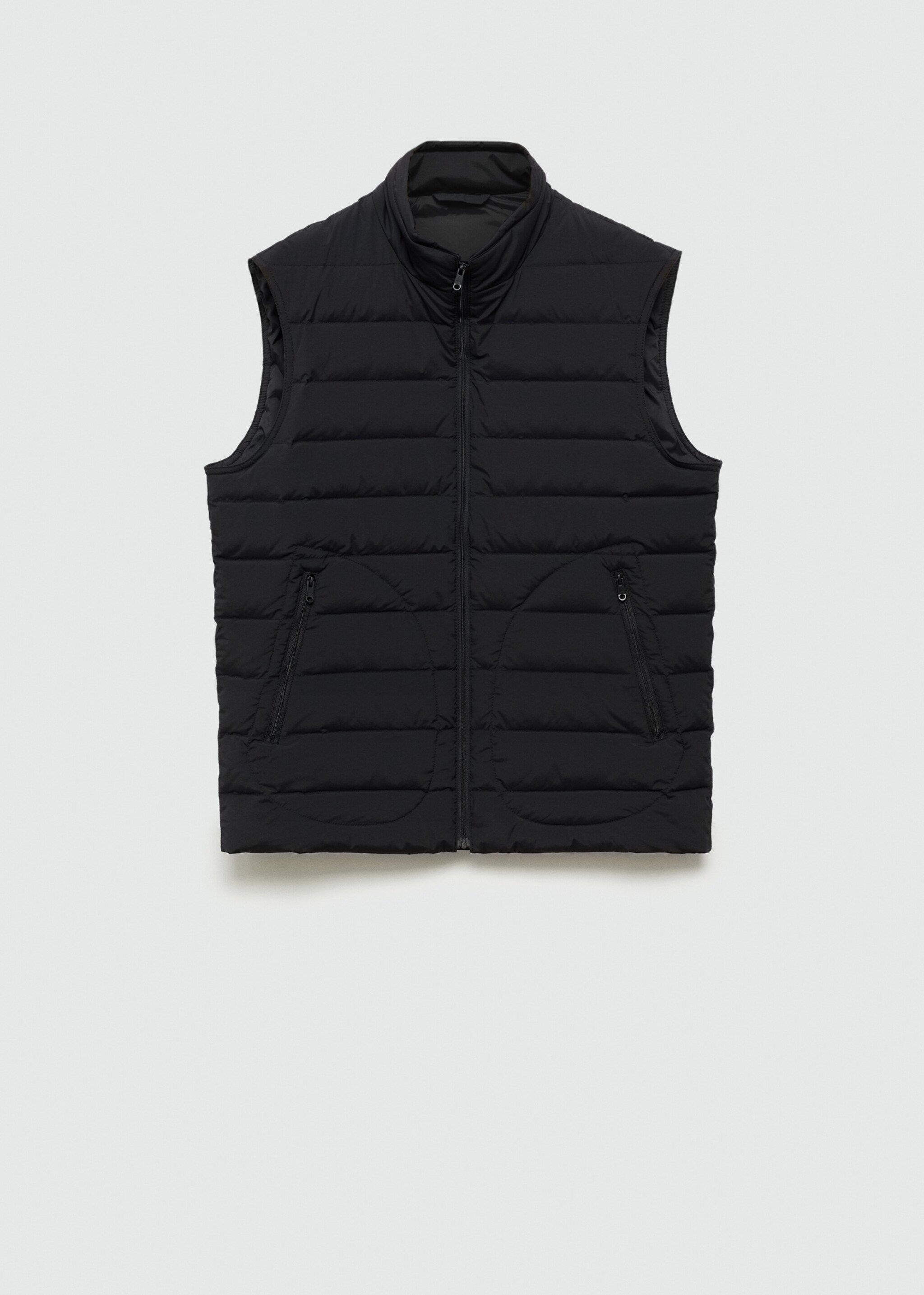 Quilted gilet with feather filling - Article without model, Black. Ref: 77054432-00.
