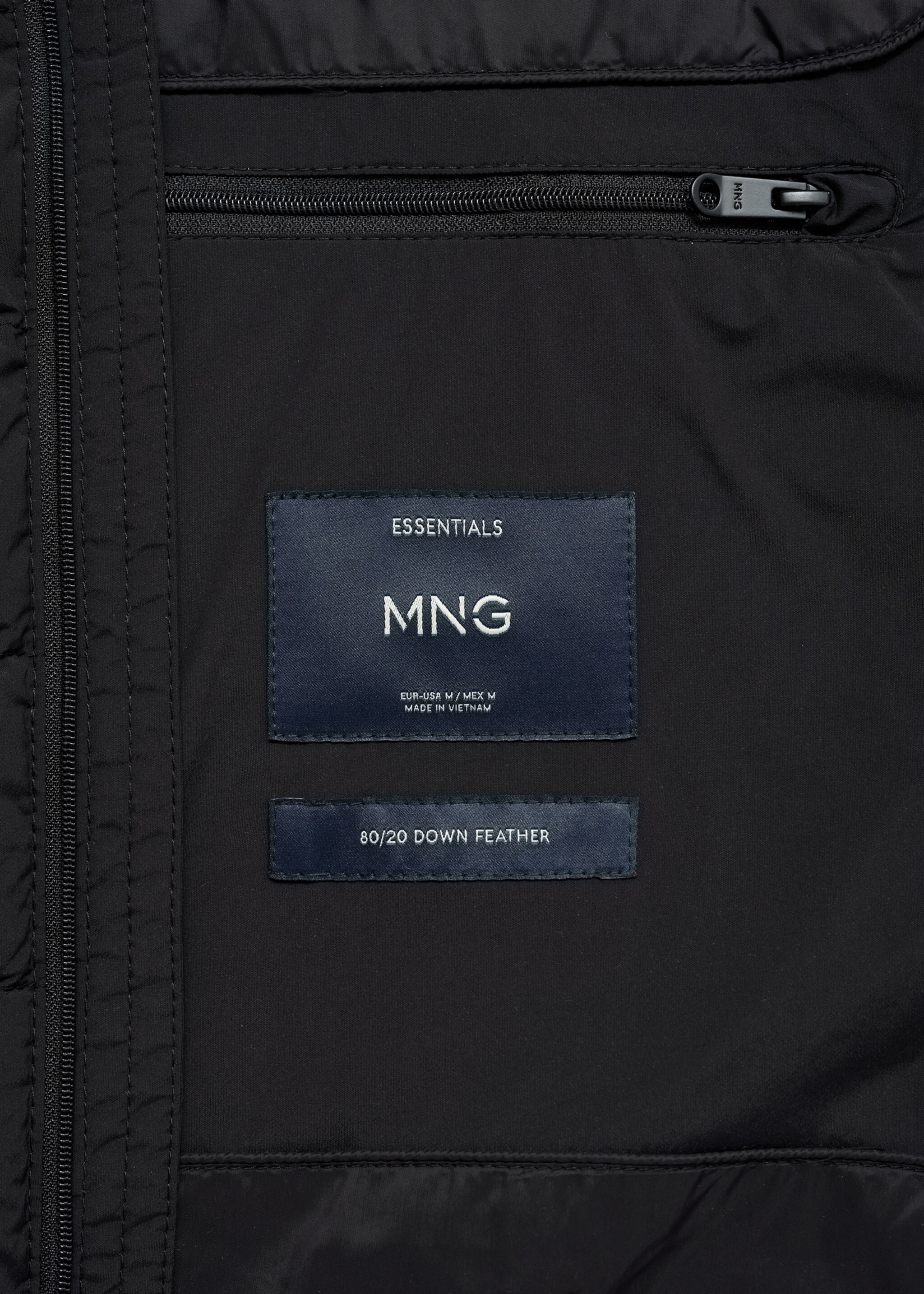 Quilted gilet with feather filling - Details of the article 0, Black. Ref: 77054432-00.