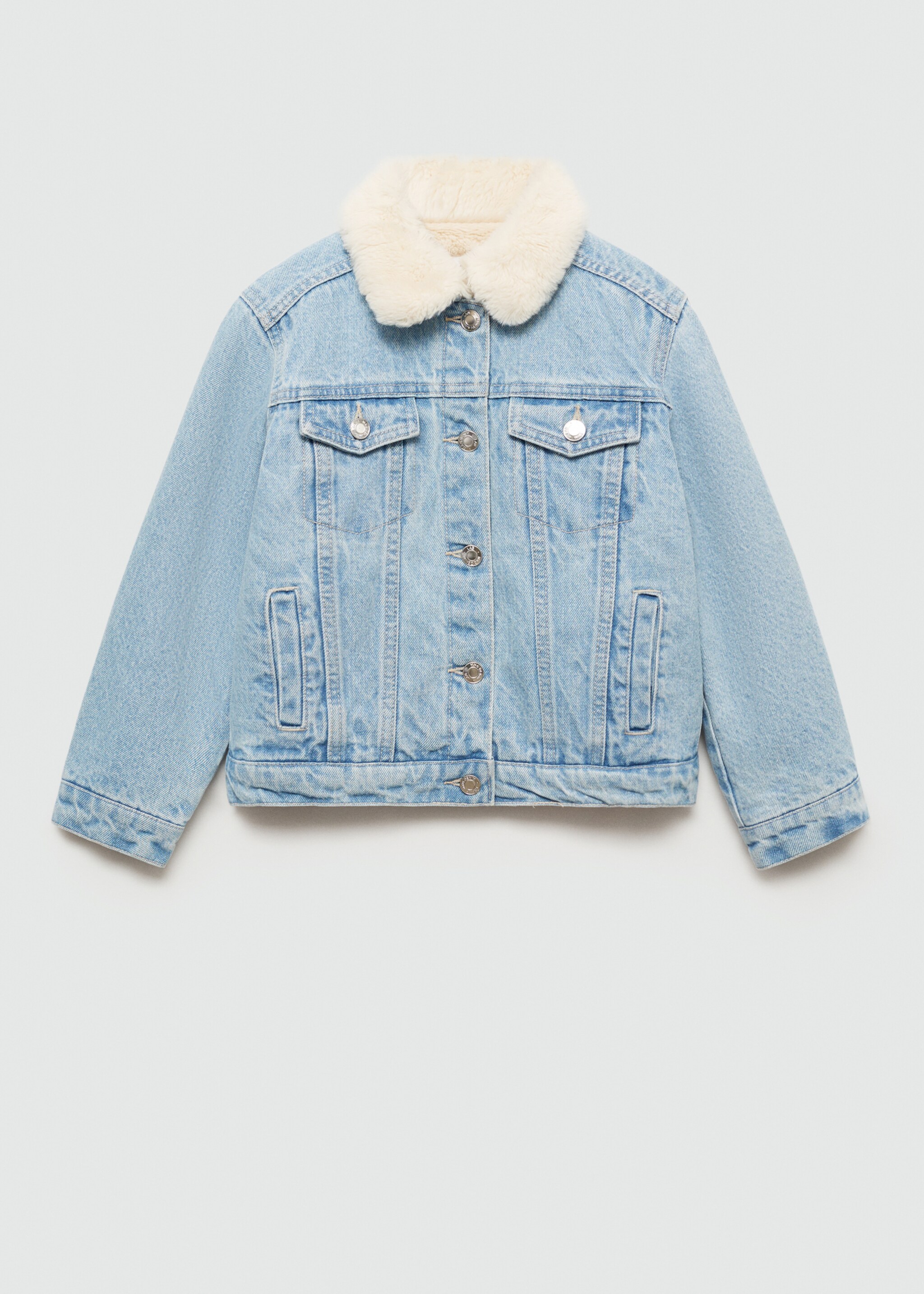 Fur-effect inner jacket - Article without model, Light Blue. Ref: 77054434-00.