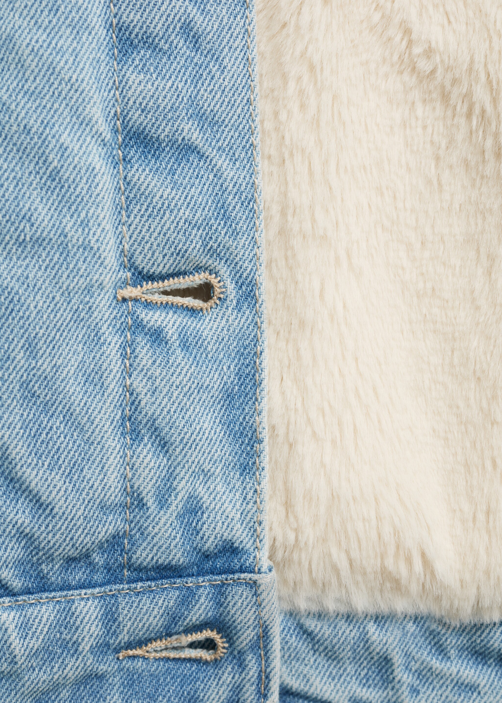 Fur-effect inner jacket - Details of the article 0, Light Blue. Ref: 77054434-00.