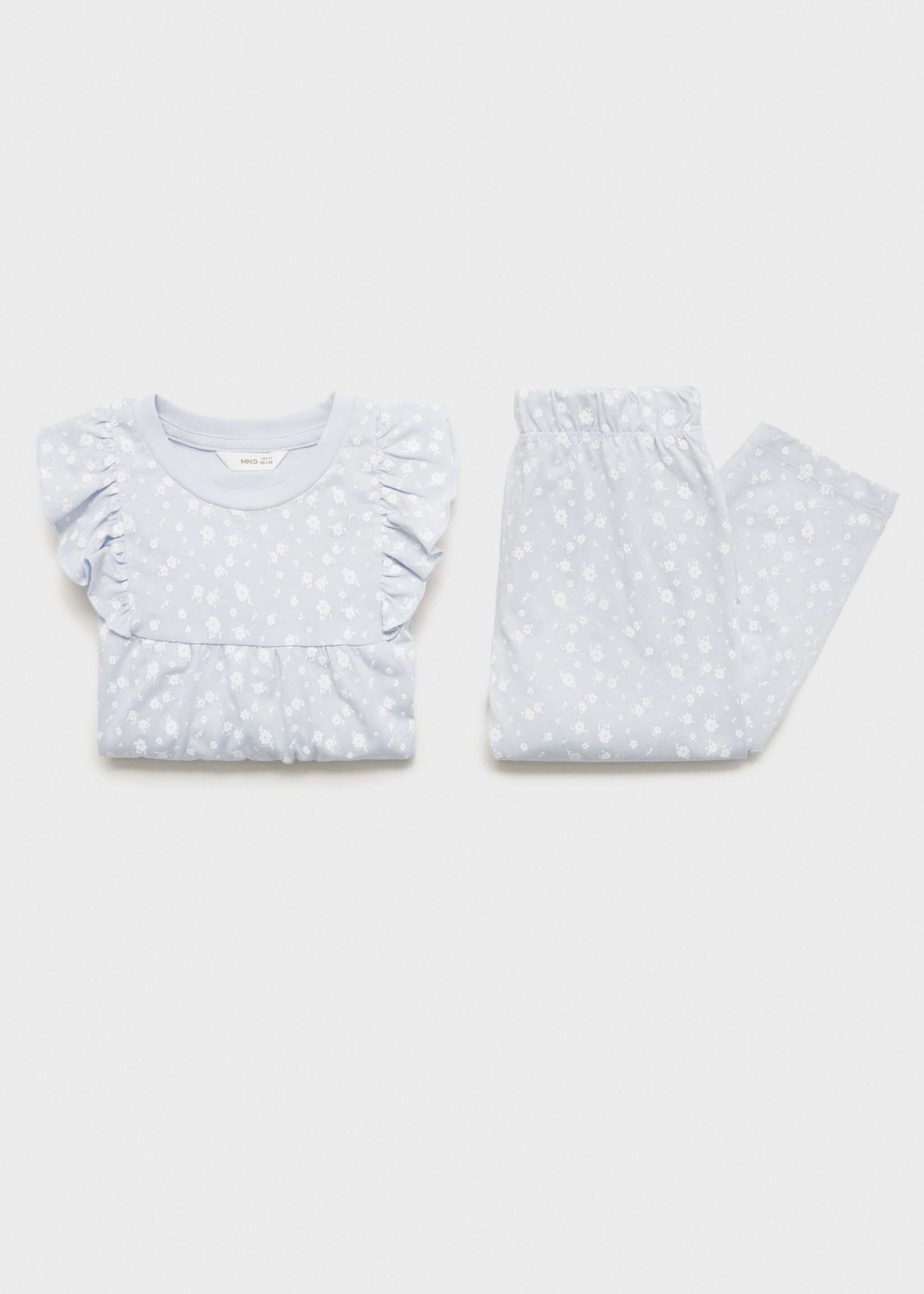 Printed long pyjamas - Details of the article 8, Sky Blue. Ref: 77054438-00.