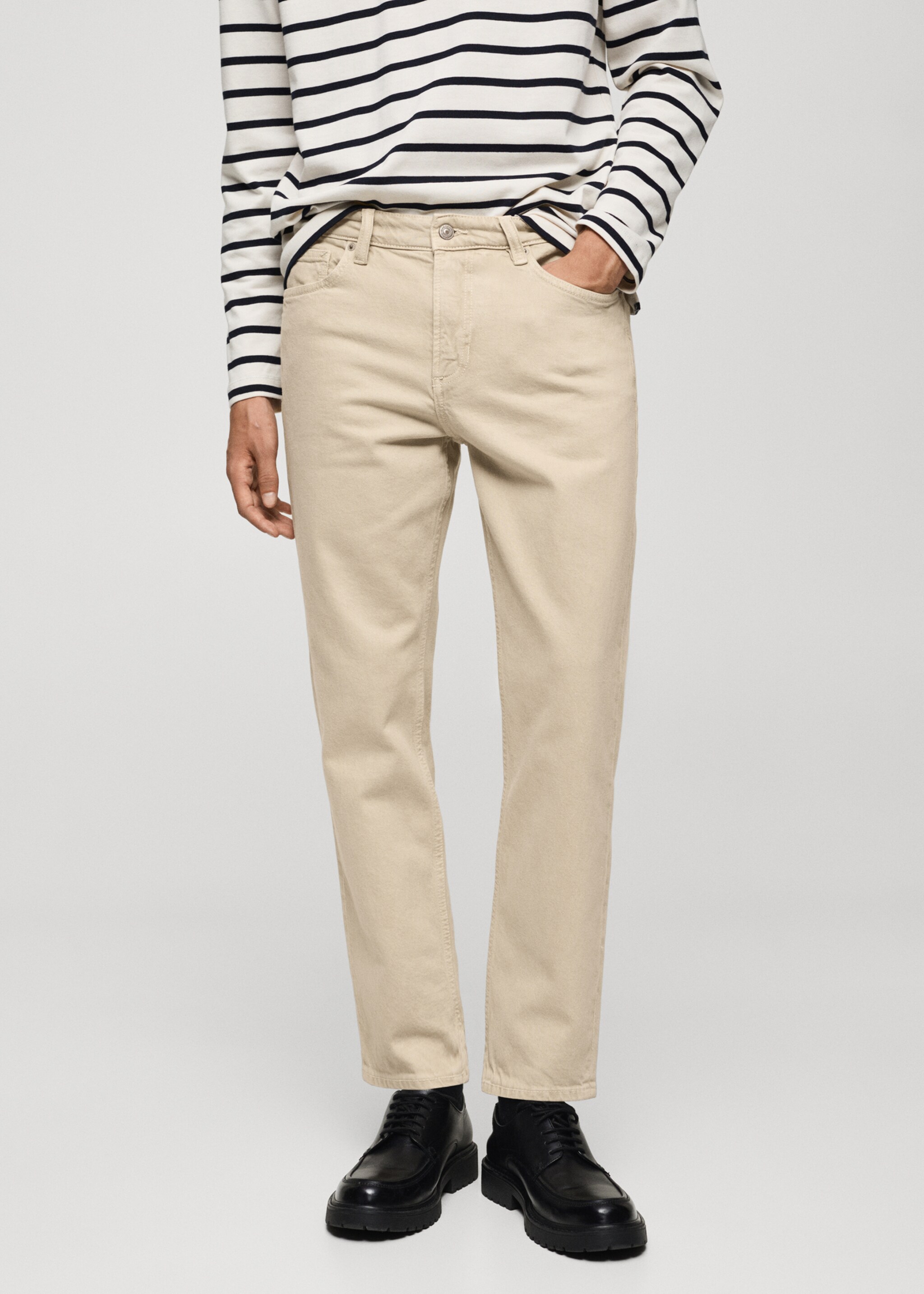 Τζιν Ben tapered cropped - Μεσαίο πλάνο, Μπεζ . Ref: 77054439-00.