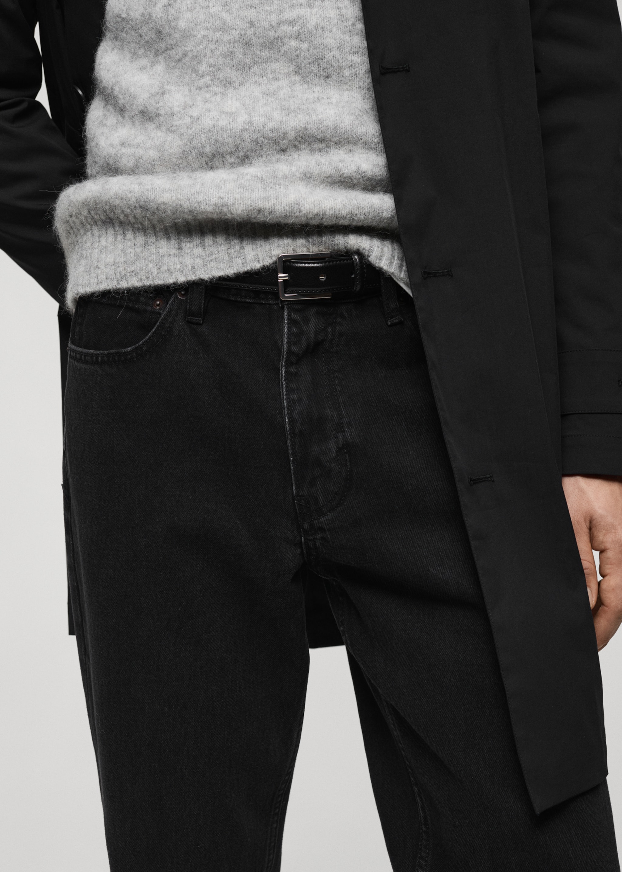 Bob regular-fit jeans - Details of the article 1, Black denim. Ref: 77054441-00.