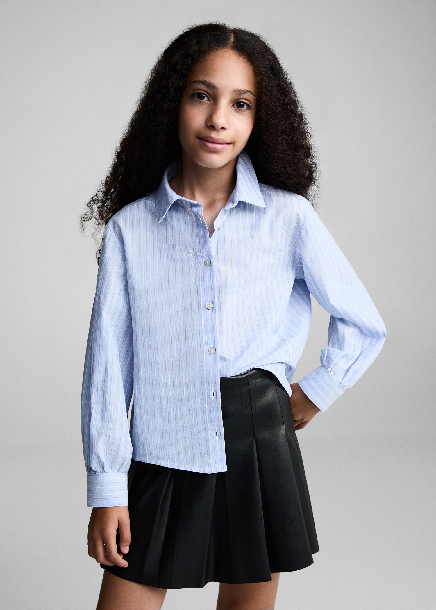 Leather-effect pleated mini-skirt - Medium plane