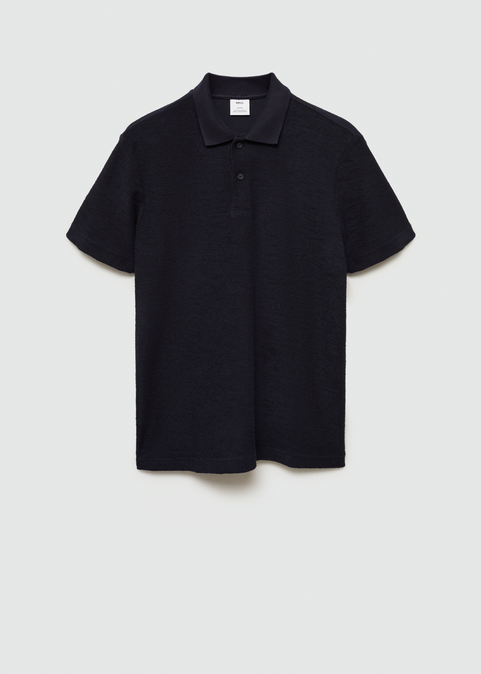 Regular-fit cotton polo shirt with terry structure - Article without model, Dark Navy. Ref: 77054447-00.
