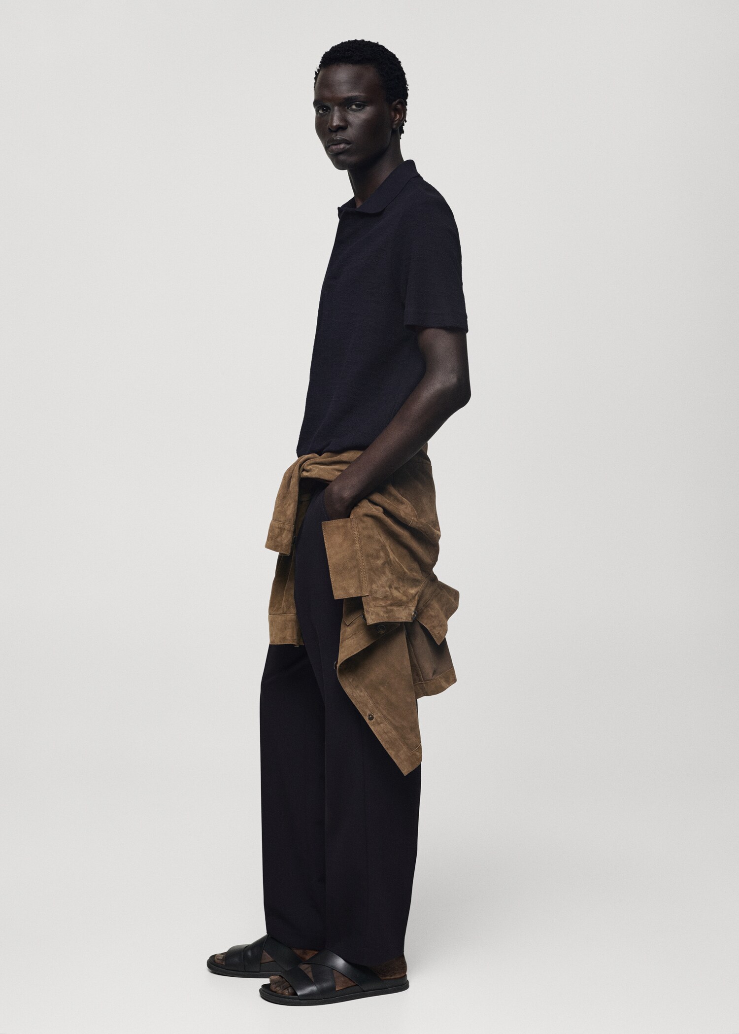 Regular-fit cotton polo shirt with terry structure - Details of the article 2