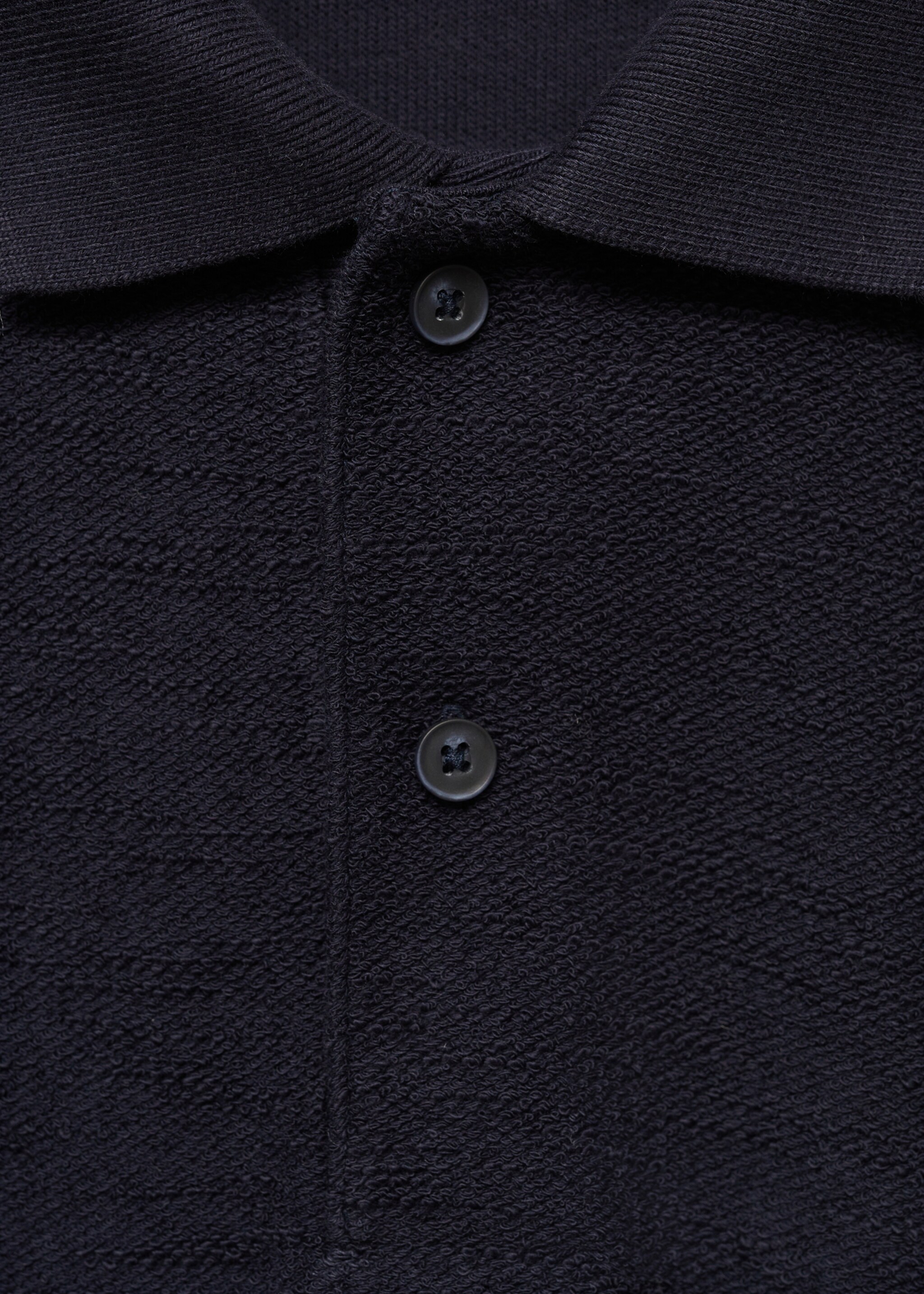 Regular-fit cotton polo shirt with terry structure - Details of the article 8, Dark Navy. Ref: 77054447-00.