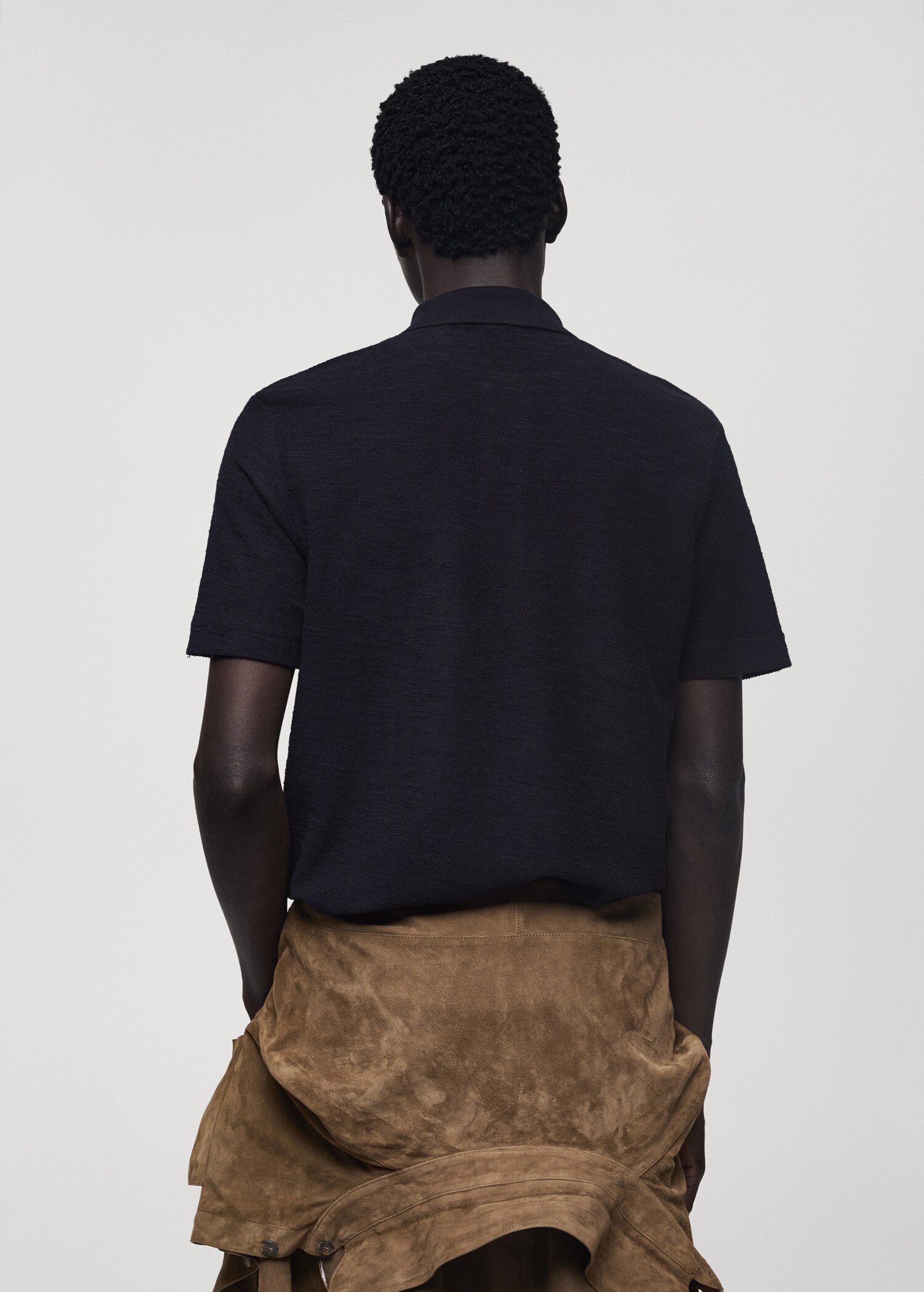 Regular-fit cotton polo shirt with terry structure - Reverse of the article