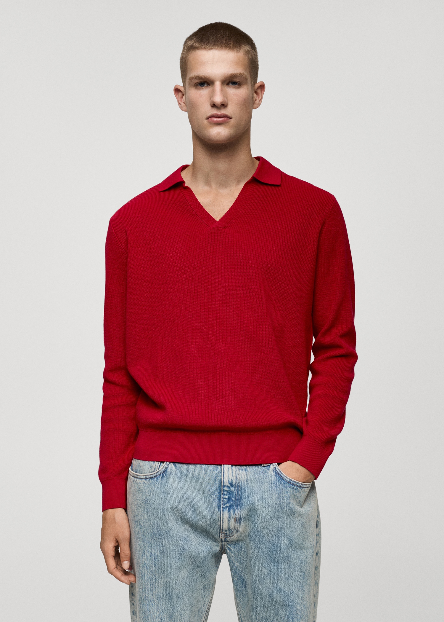 Knitted polo-neck sweater Men MANGO OUTLET Greece