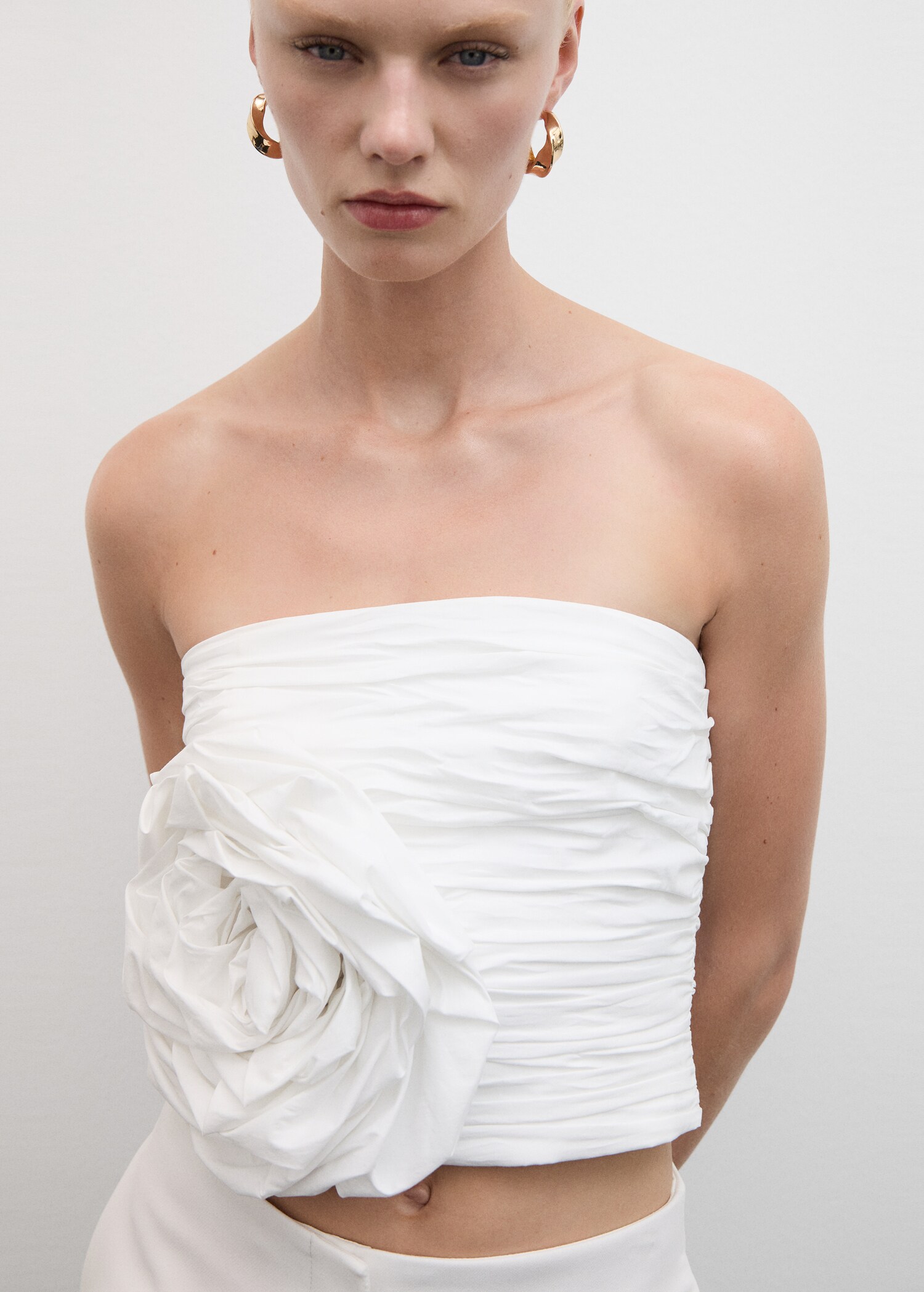 Maxi-flower ruched top - Medium plane