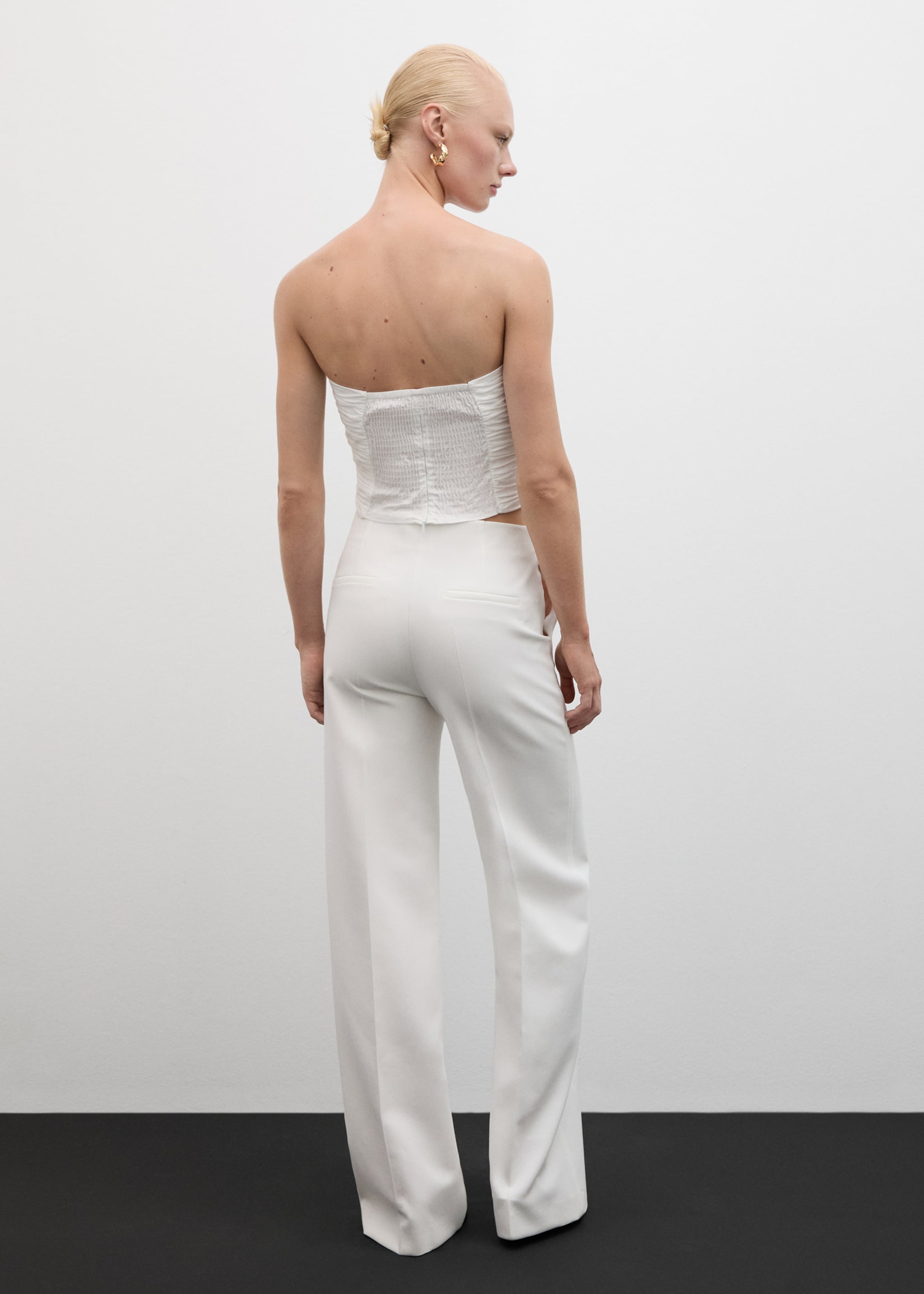 Maxi-flower ruched top - Reverse of the article, Off White. Ref: 77054454-00.