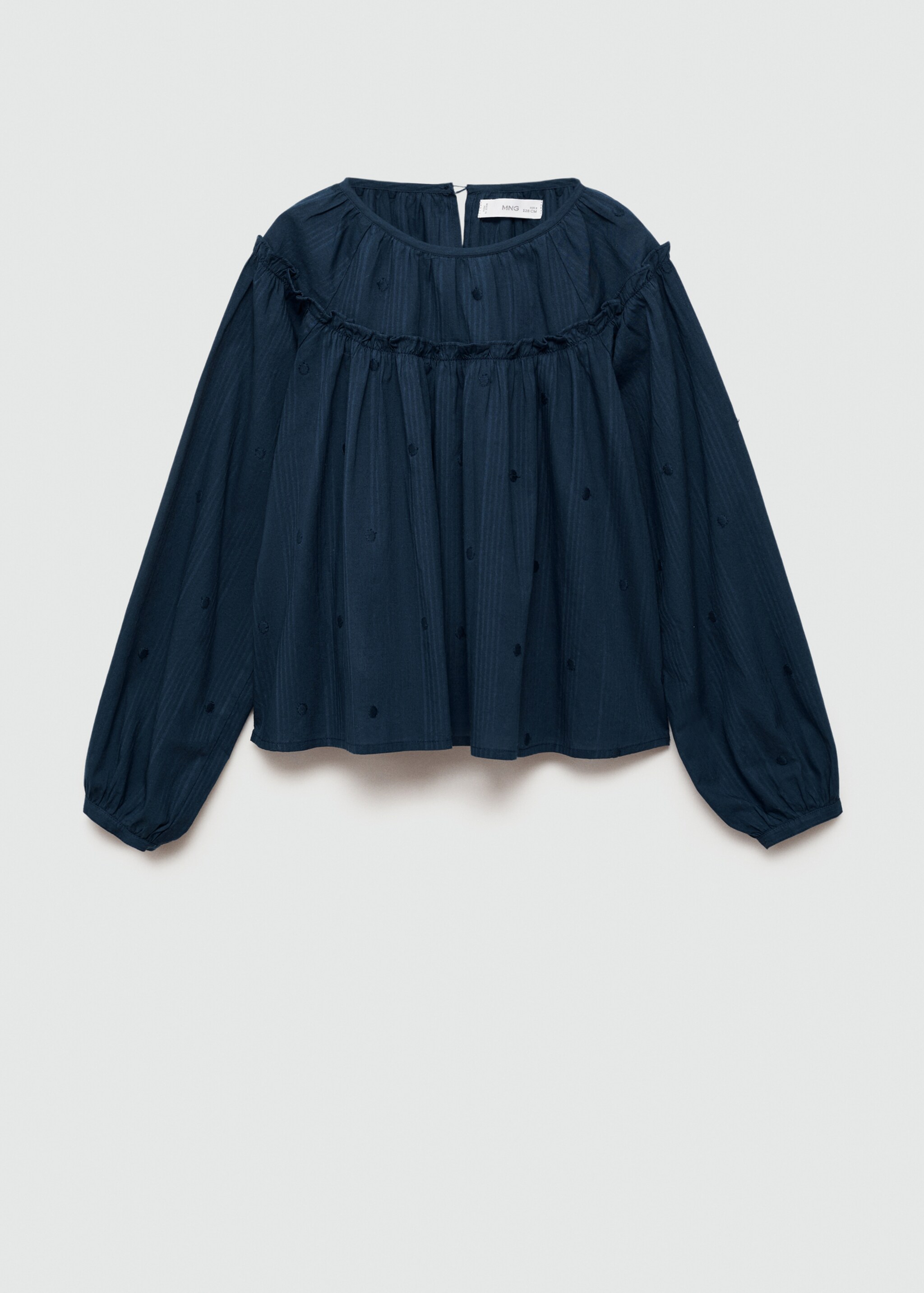 Embroidered polka-dot blouse - Article without model, Dark Navy. Ref: 77054765-00.