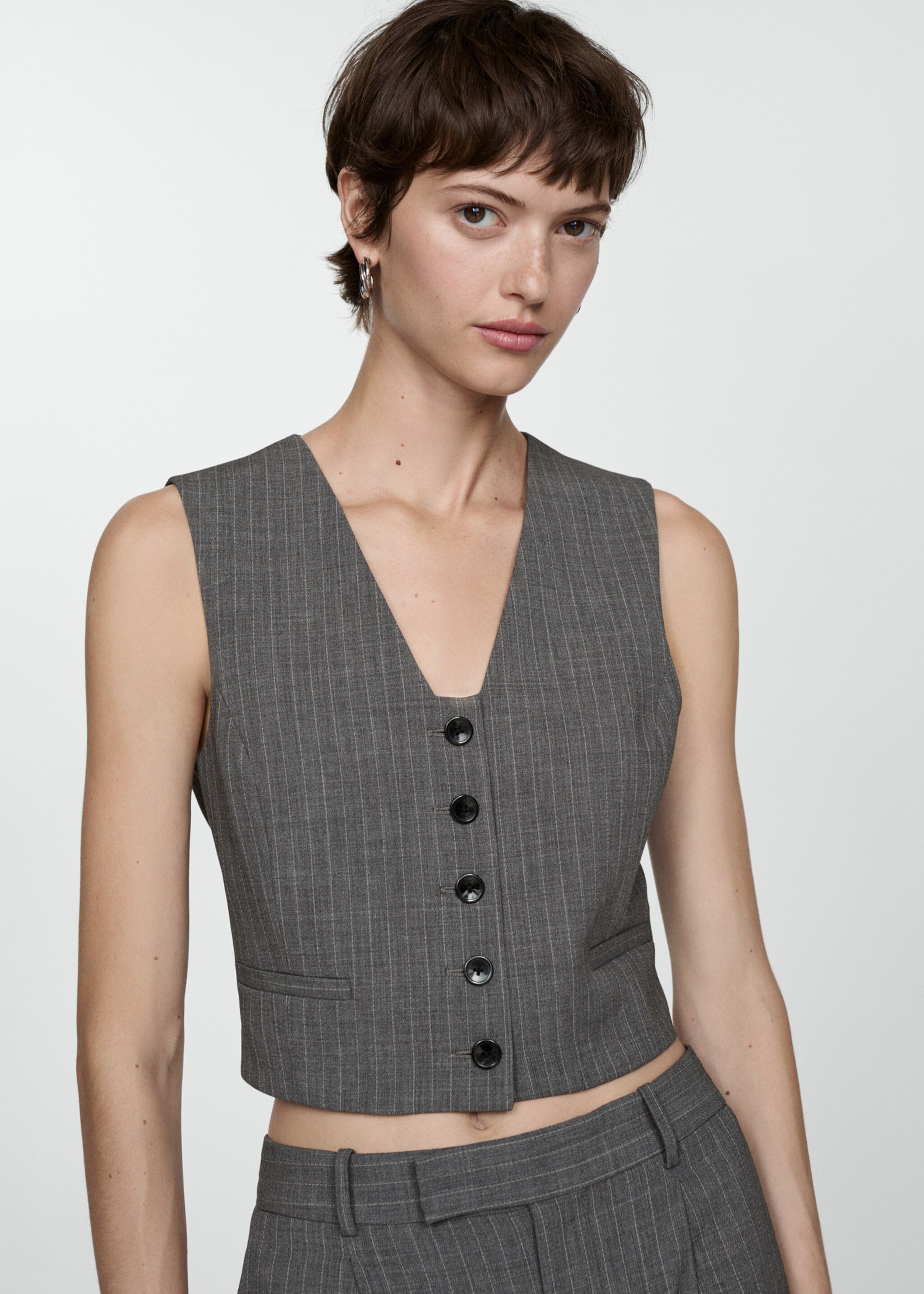 Krijtstreepgilet - Middenvlak, Grijs. Ref: 77054766-00.