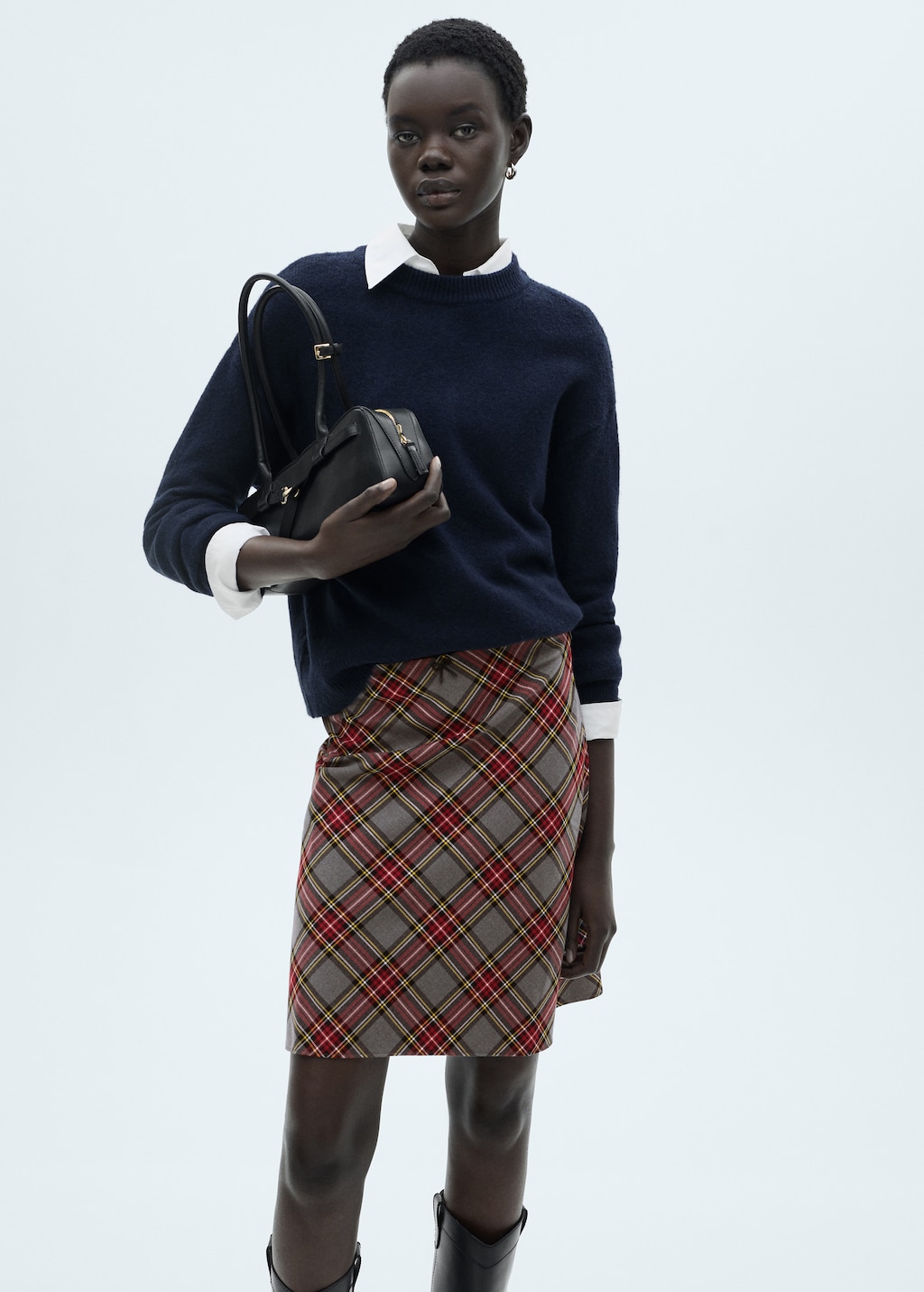 Check skirt with lace finish - Women | MANGO OUTLET USA