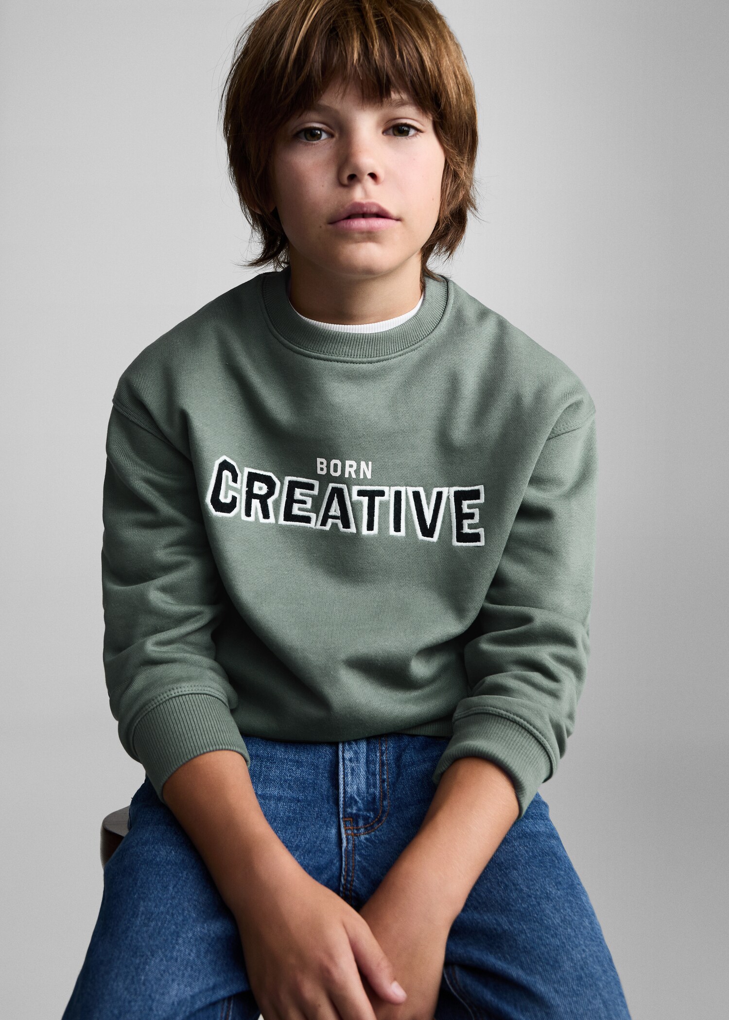 Embroidered detail cotton sweatshirt - Medium plane