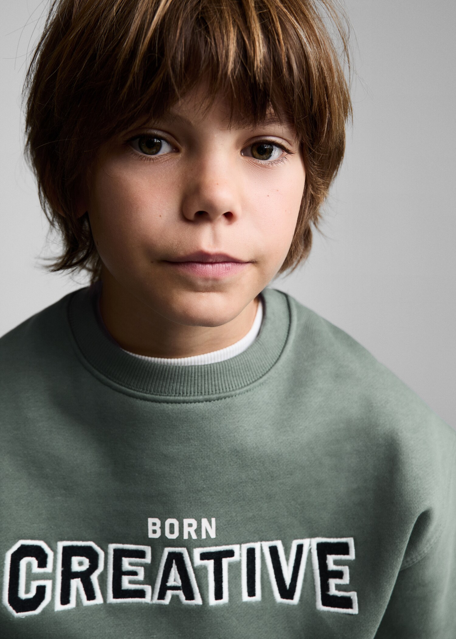 Embroidered detail cotton sweatshirt - Details of the article 1