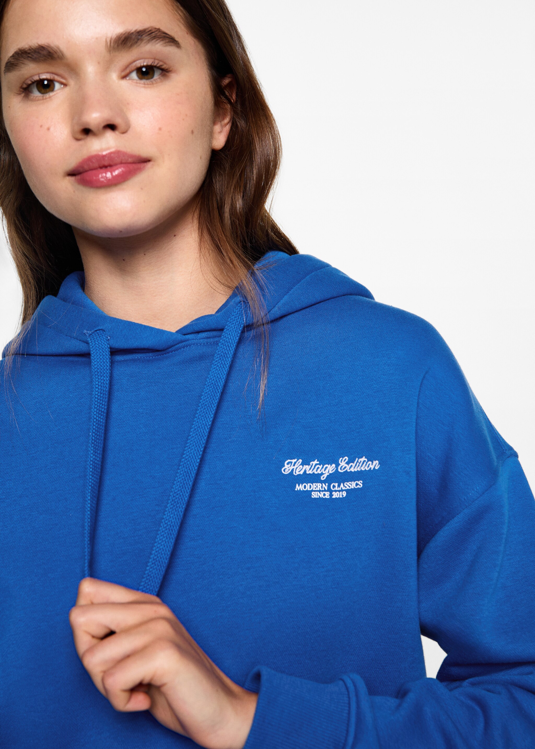 Message zipped hoodie - Details of the article 1, Blue. Ref: 77054783-00.