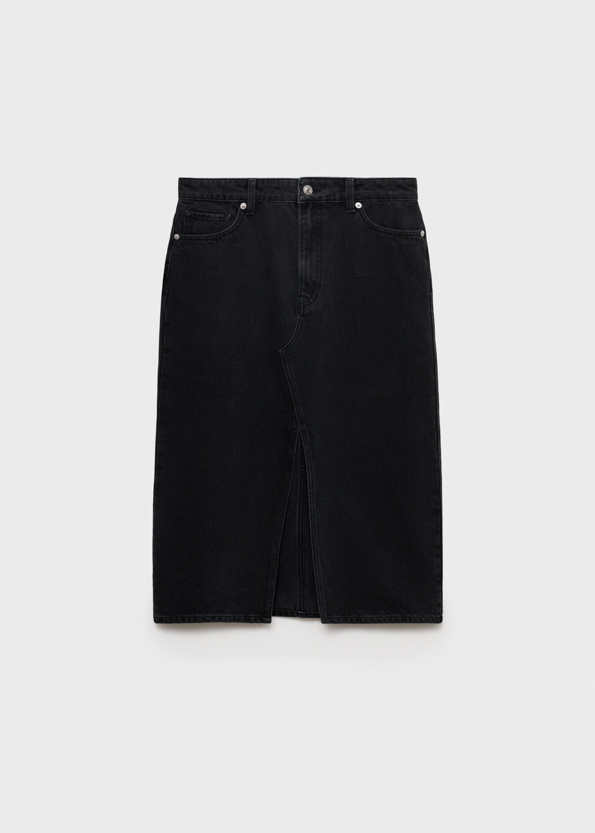 Midi-Jeansrock - Artikel ohne Model, Black denim. Ref: 77054786-00.