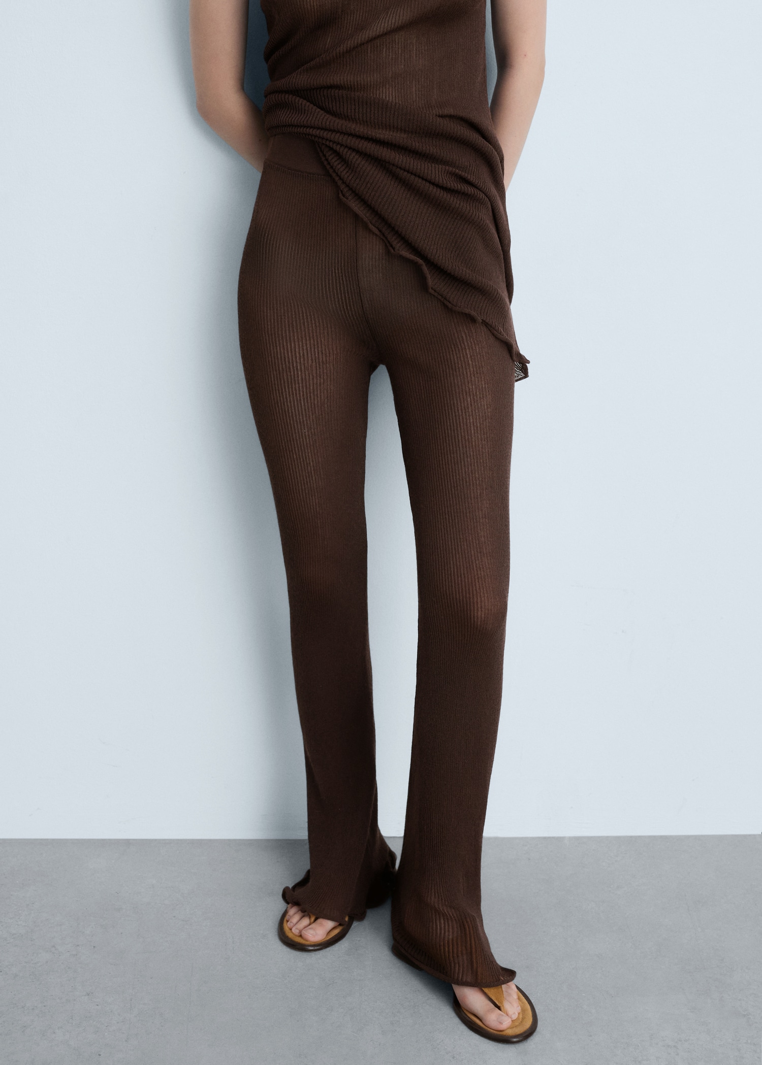 Flared knitted trousers Women MANGO OUTLET Denmark