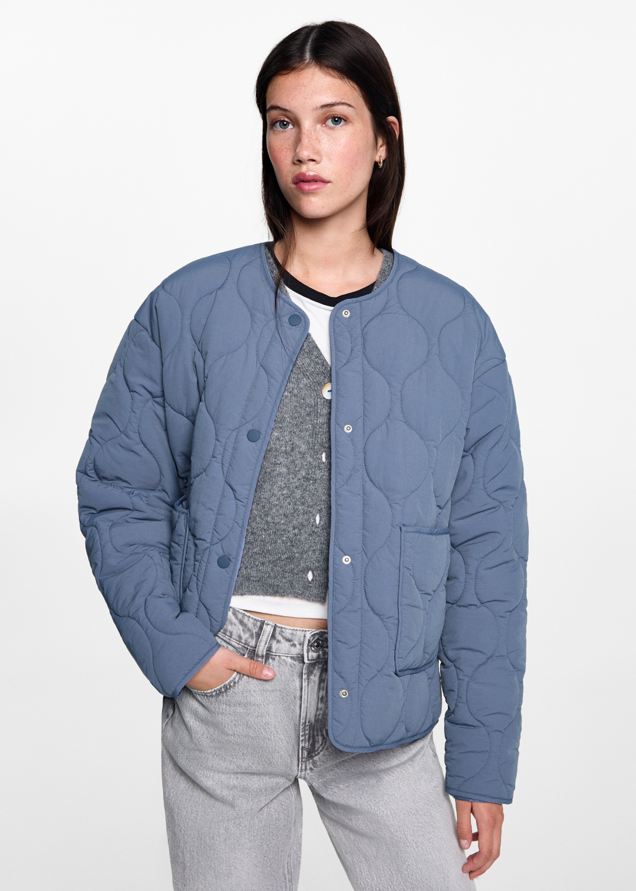 Quilted nylon jacket - Medium plane, Sky Blue. Ref: 77054793-00.