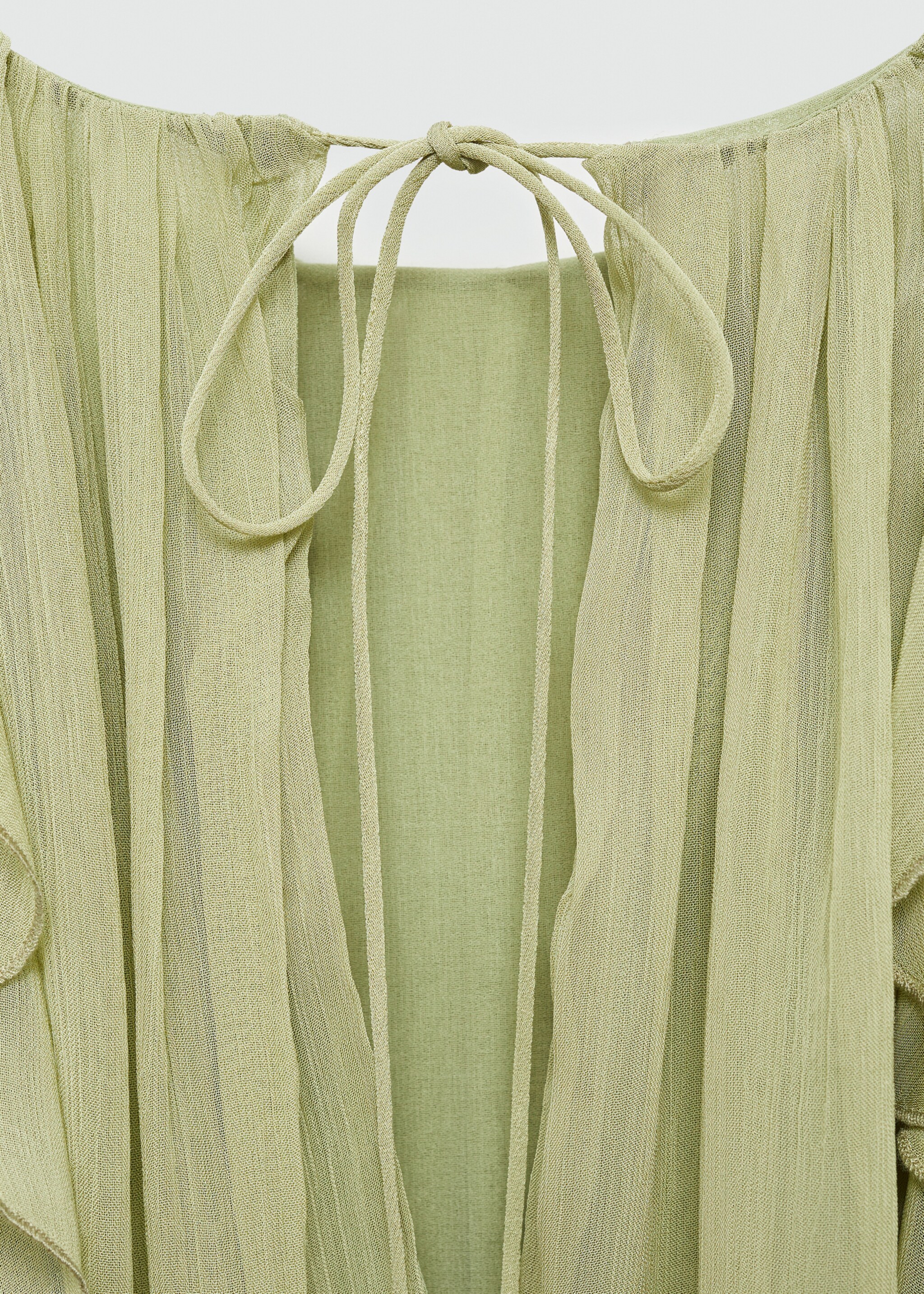 Vestido de gaze com folhos - Pormenor do artigo 0, Verde. Ref: 77054796-00.