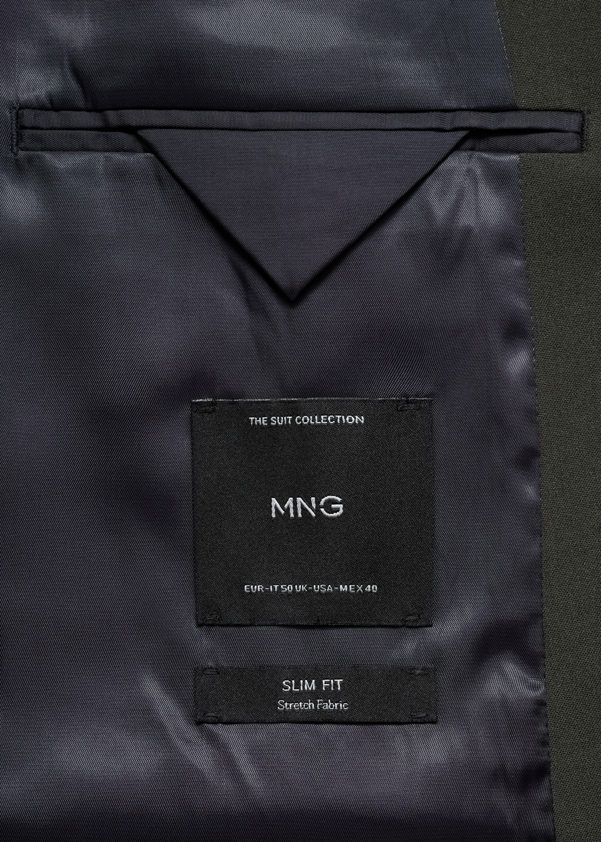 Stretch-fabric slim-fit suit jacket - Details of the article 0, Green. Ref: 77055147-00.