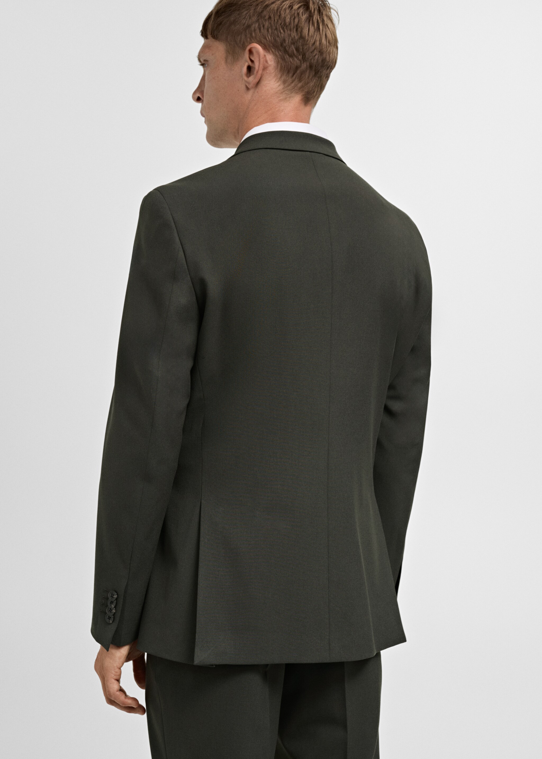 Stretch-fabric slim-fit suit jacket - Reverse of the article, Green. Ref: 77055147-00.