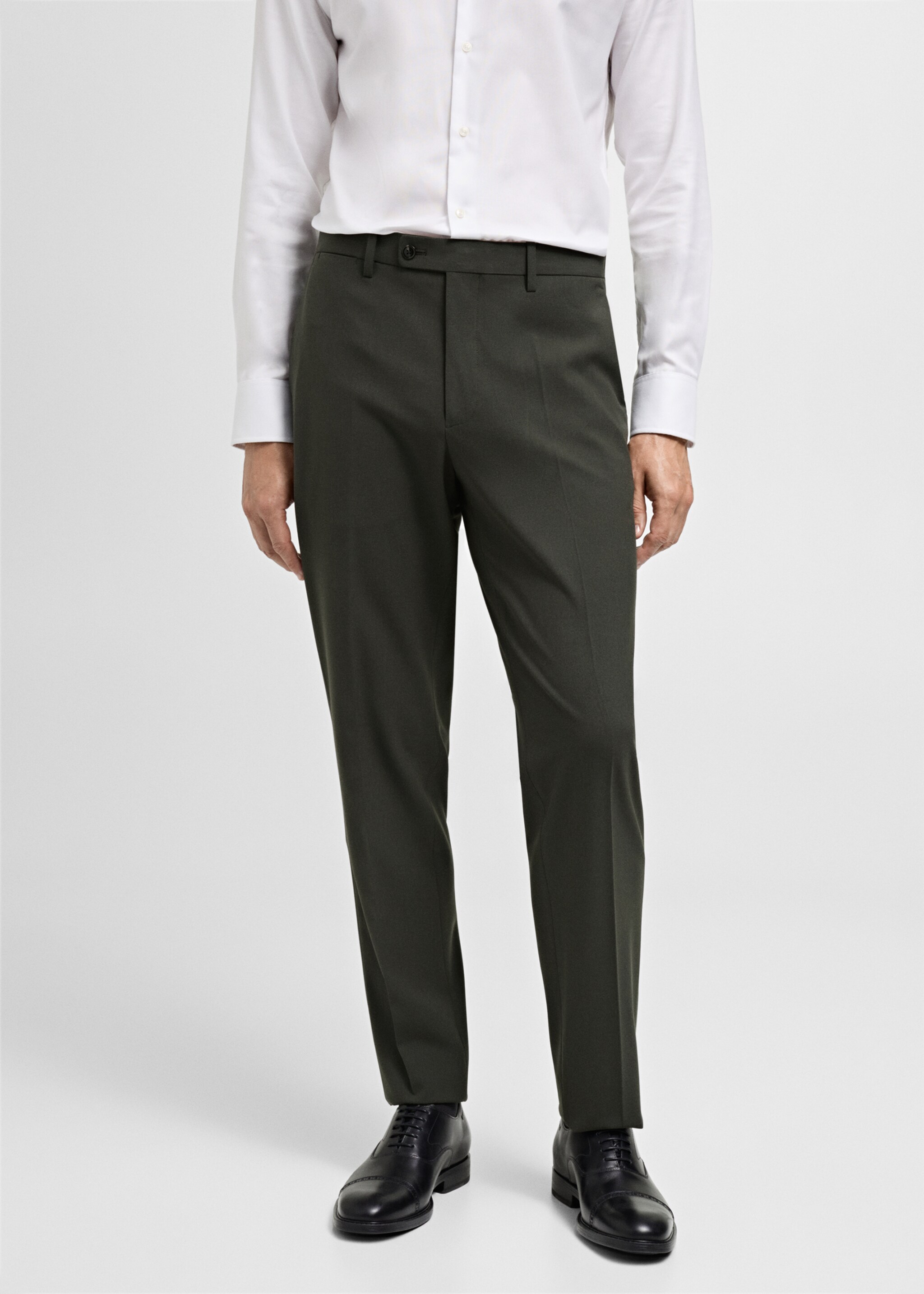 Calças de fato slim fit de tecido comfort stretch - Plano médio, Verde. Ref: 77055148-00.