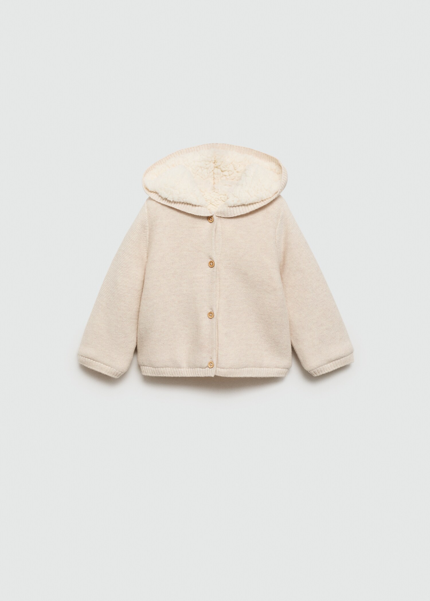 Stickad cardigan med fleecefoder - Artikel utan modell