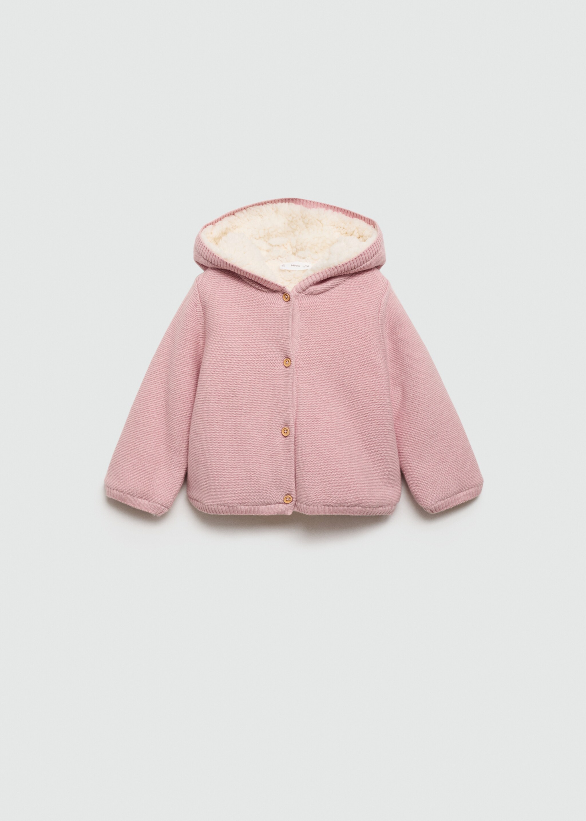 Knit cardigan with fleece lining - Article without model, Pink. Ref: 77055150-00.