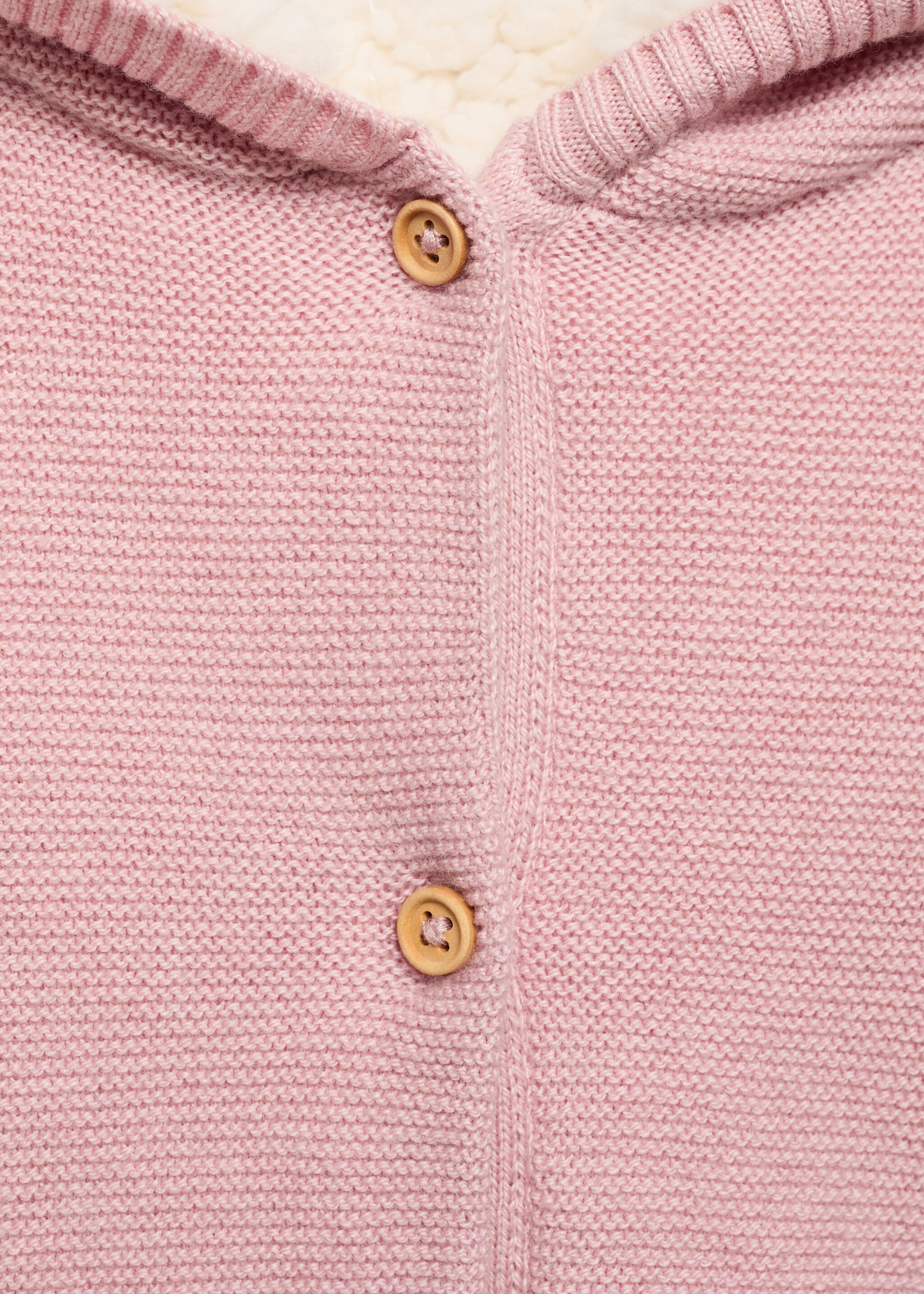 Knit cardigan with fleece lining - Details of the article 8, Pink. Ref: 77055150-00.