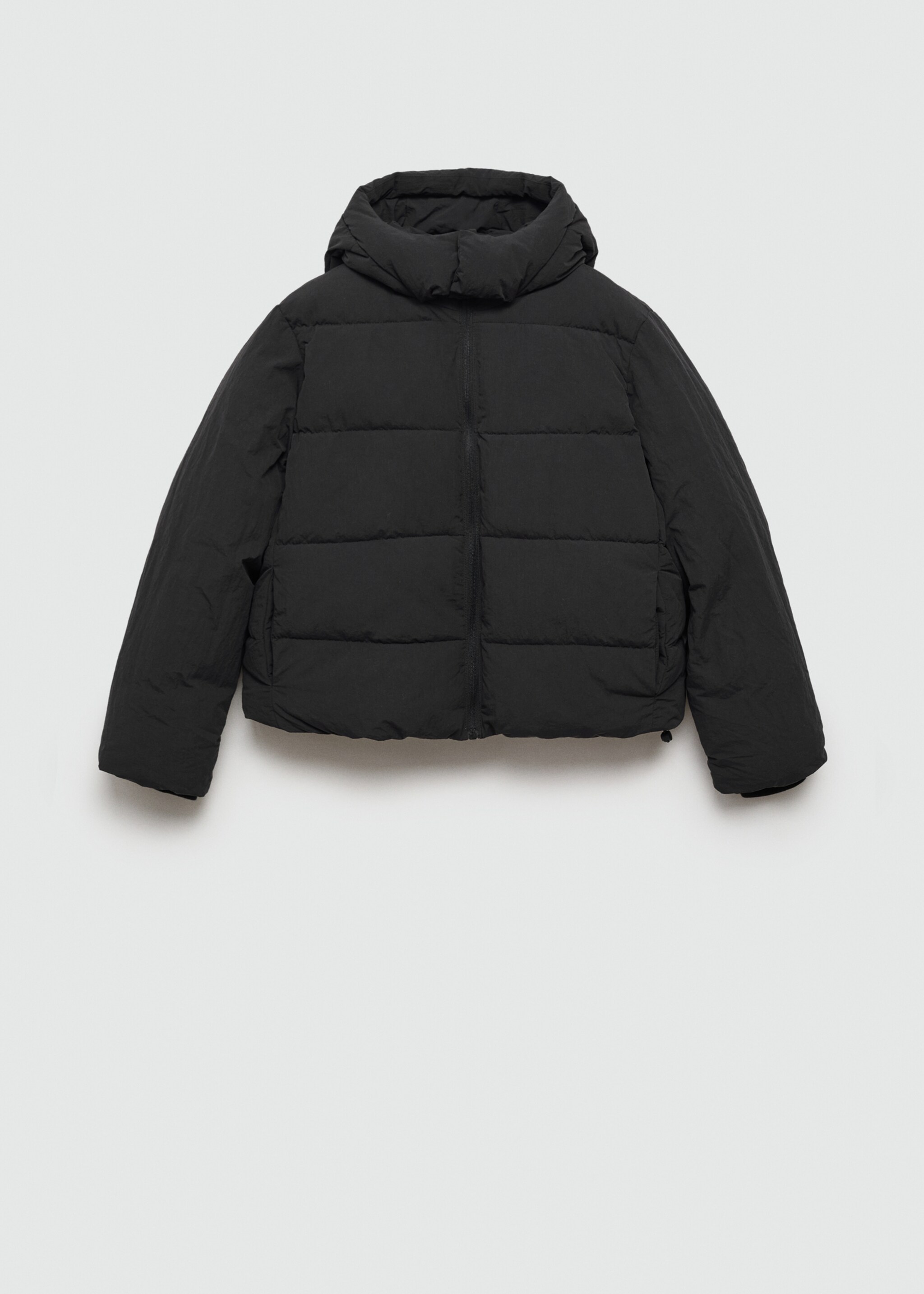 Short quilted anorak - Article without model, Black. Ref: 77055629-00.