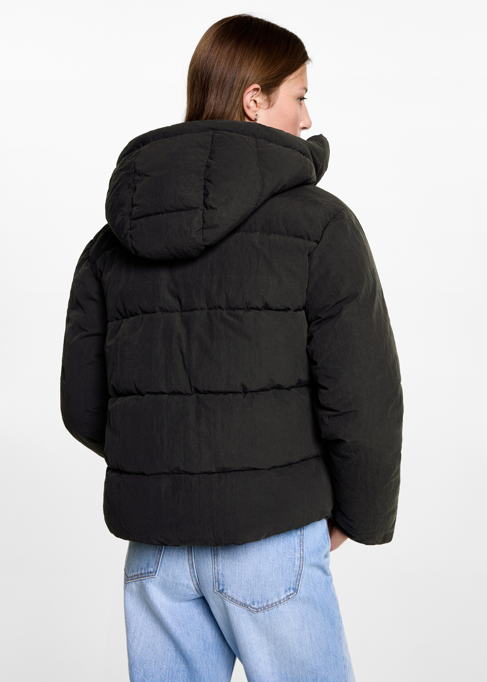 Short quilted anorak - Reverse of the article, Black. Ref: 77055629-00.
