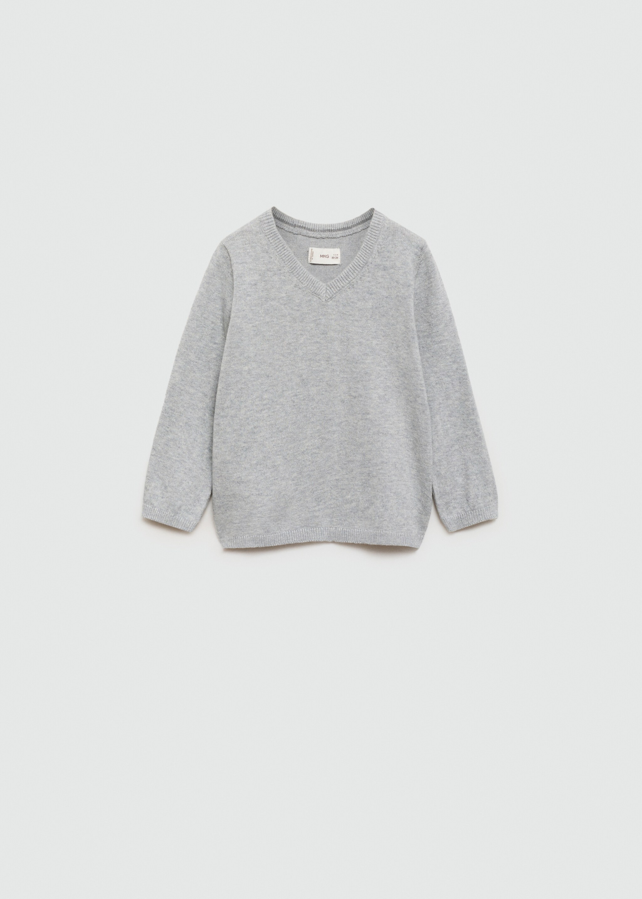 V-neck sweater - Article without model, Light Heather Grey. Ref: 77055630-00.