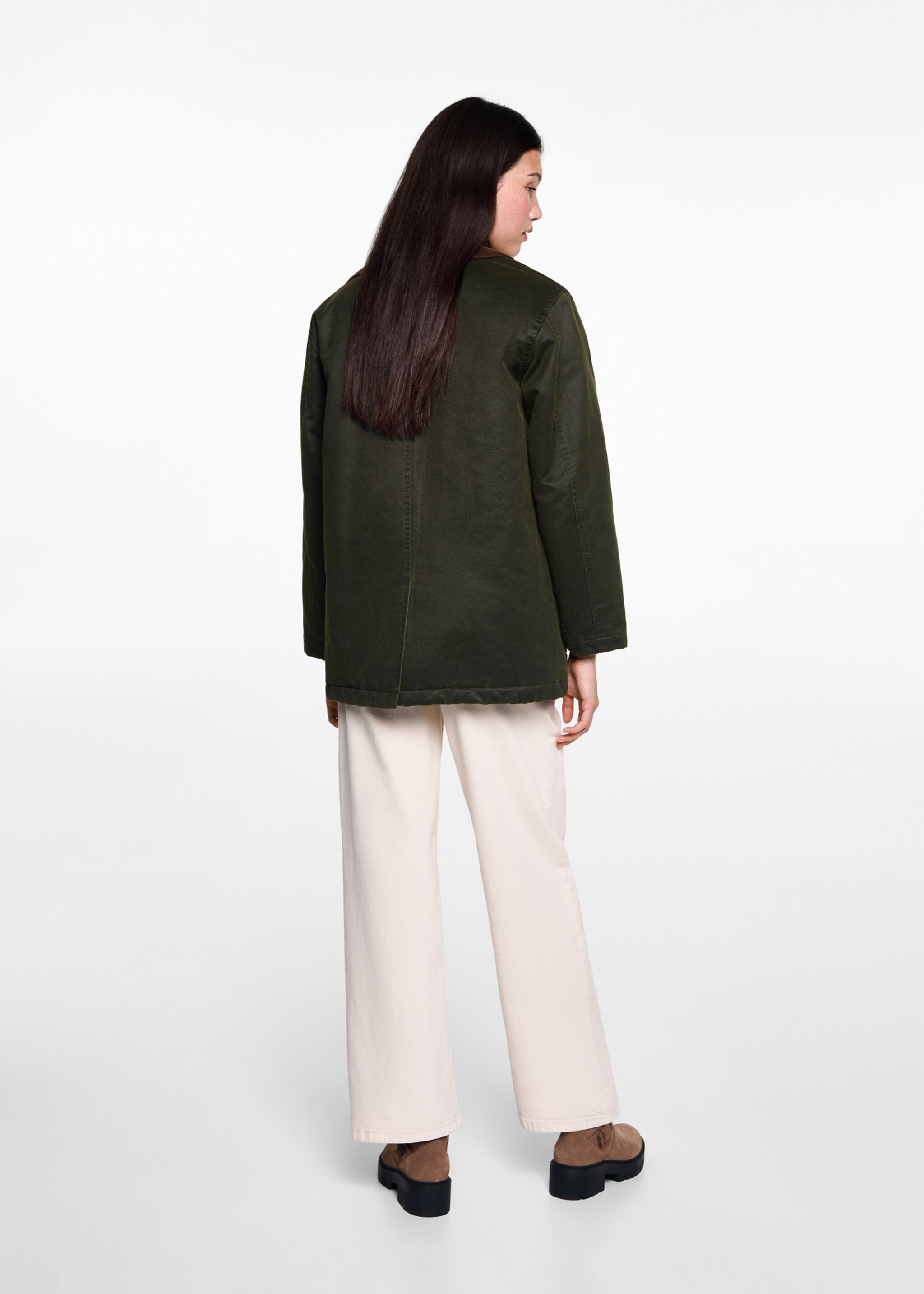Parka efecto encerado larga - Reverso del artículo, Verde. Ref: 77055631-00.