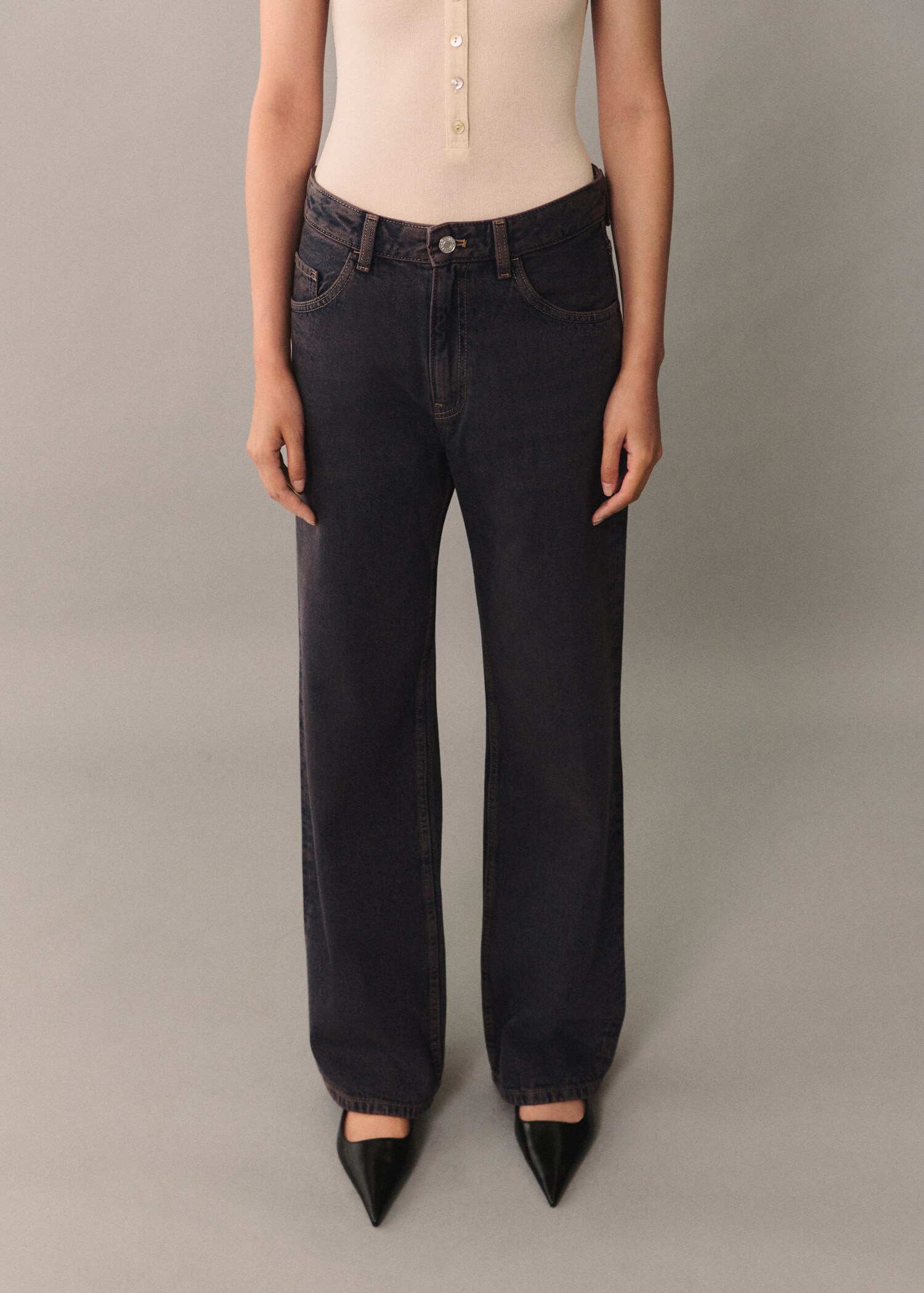 Miami medium-rise straight-fit jeans - Medium plane