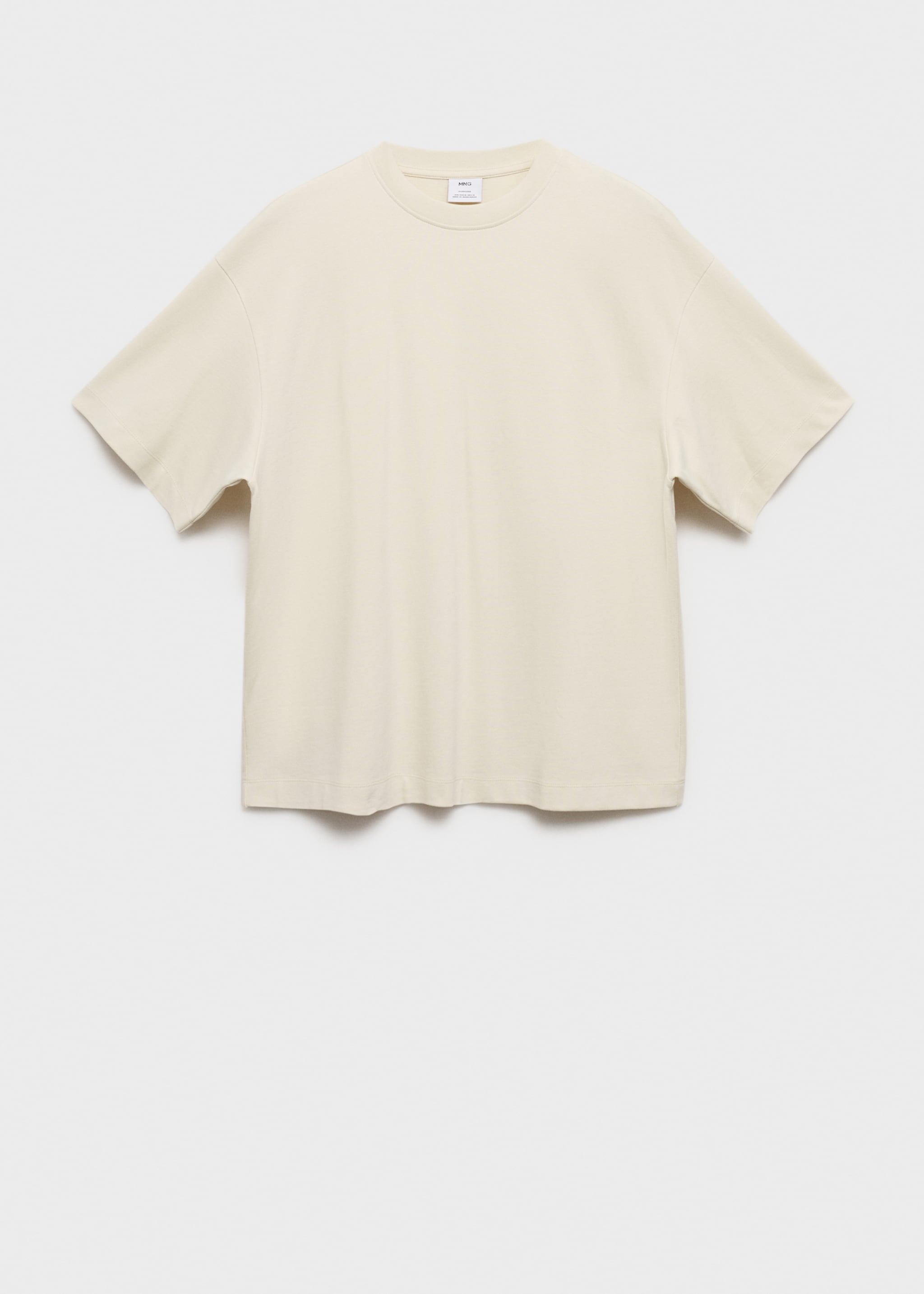 100% cotton oversized t-shirt - Article without model, Ecru. Ref: 77055638-00.