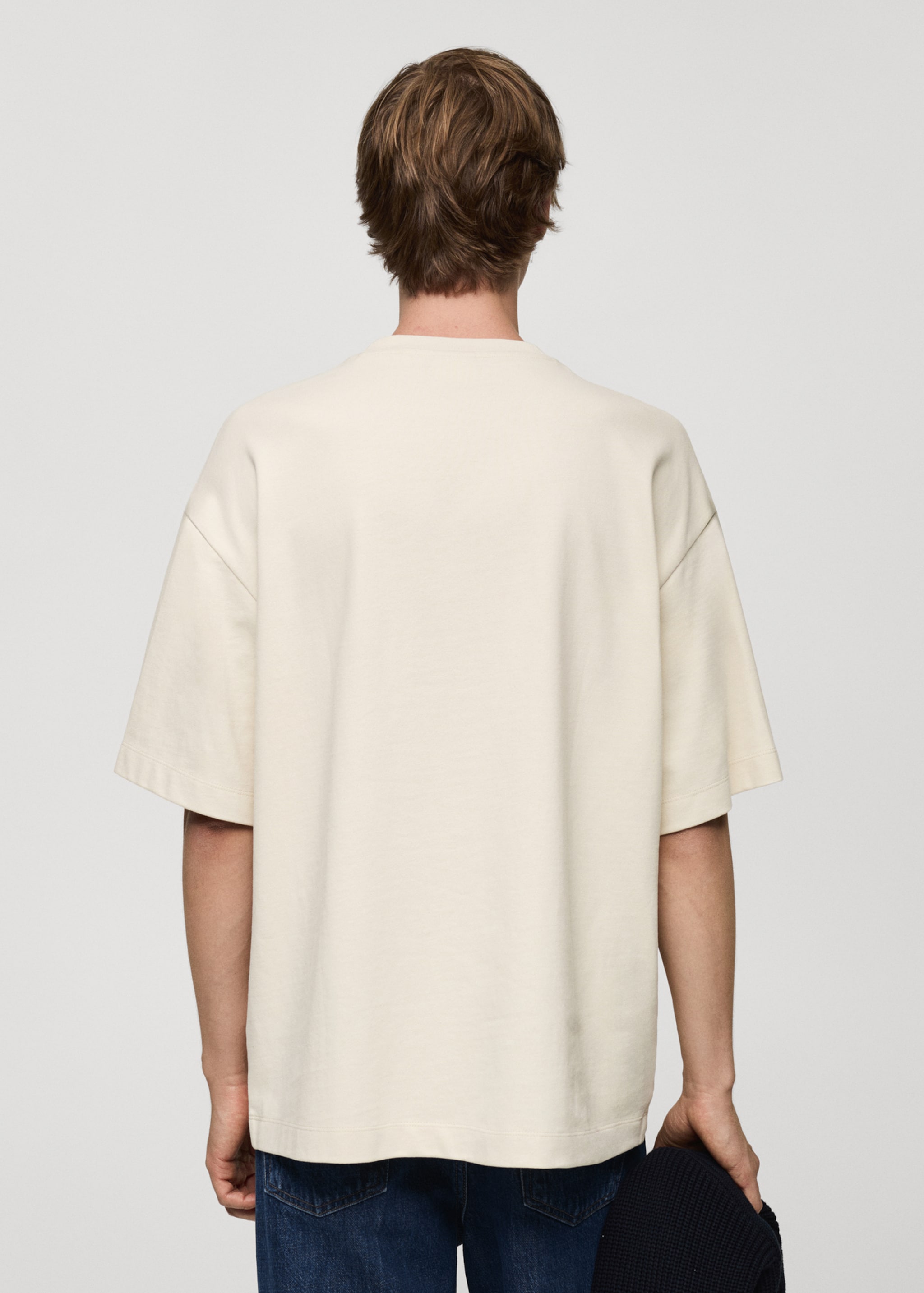 100% cotton oversized t-shirt - Reverse of the article, Ecru. Ref: 77055638-00.