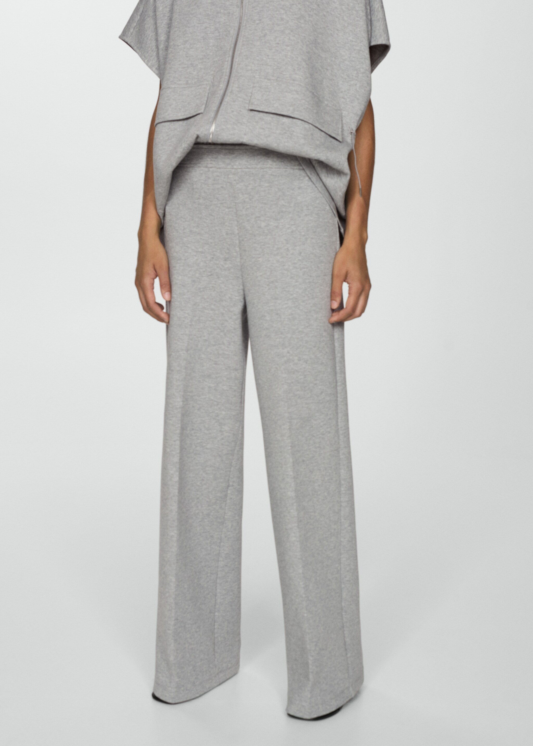 High-rise wide leg trousers - Medium plane, Medium Heather Grey. Ref: 77055640-00.