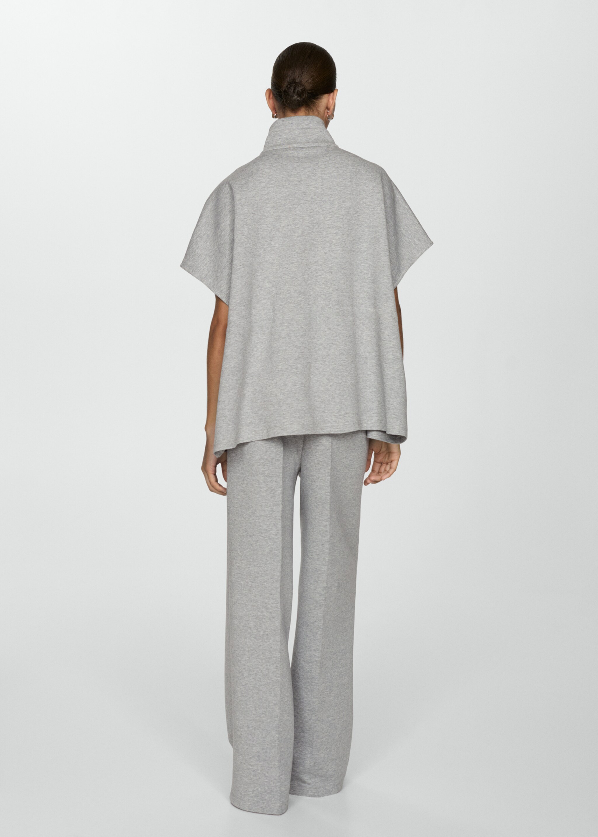 High-rise wide leg trousers - Reverse of the article, Medium Heather Grey. Ref: 77055640-00.