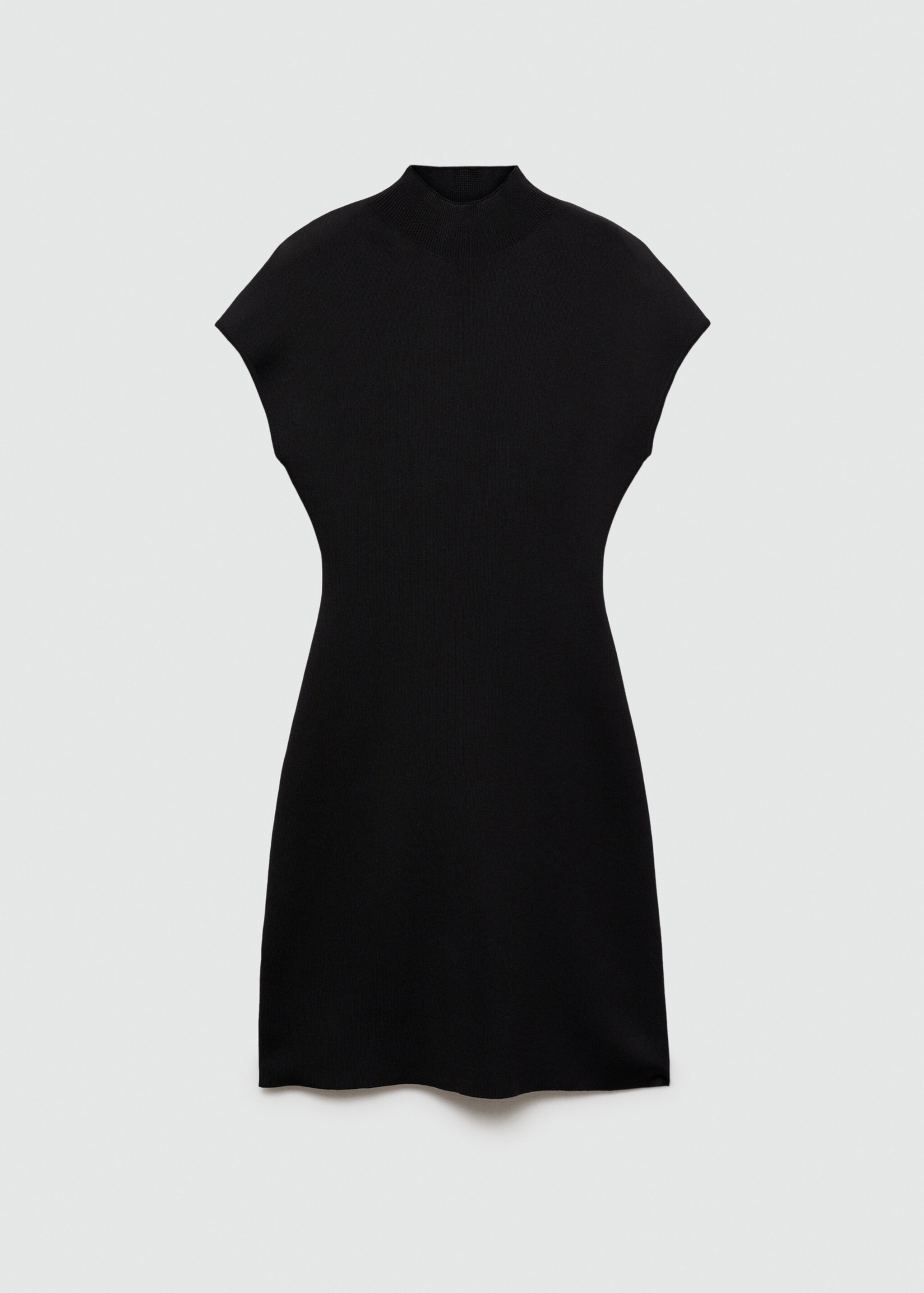 Perkins-neck knitted dress - Article without model, Black. Ref: 77055641-00.