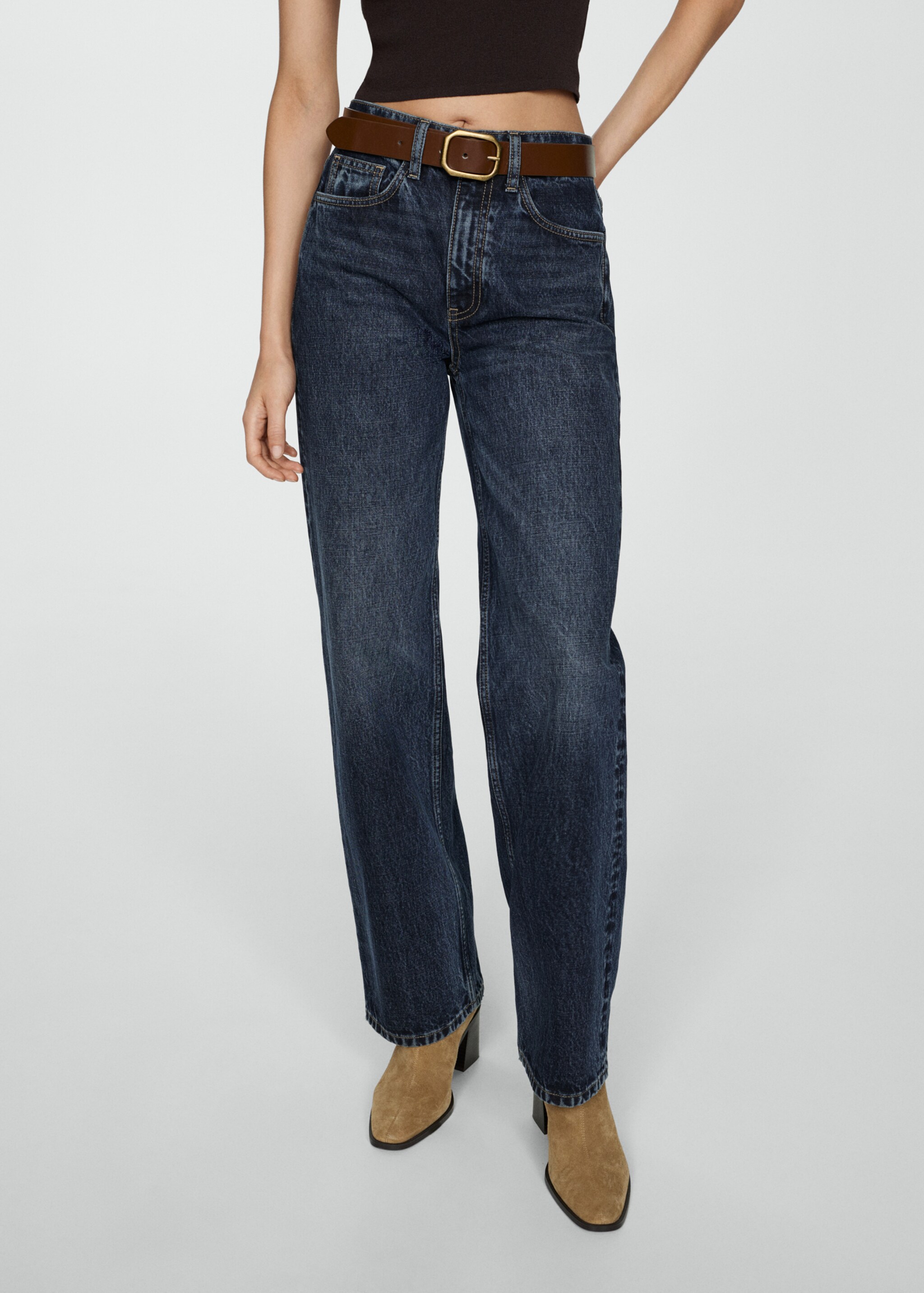 High waist straight jeans - Medium plane