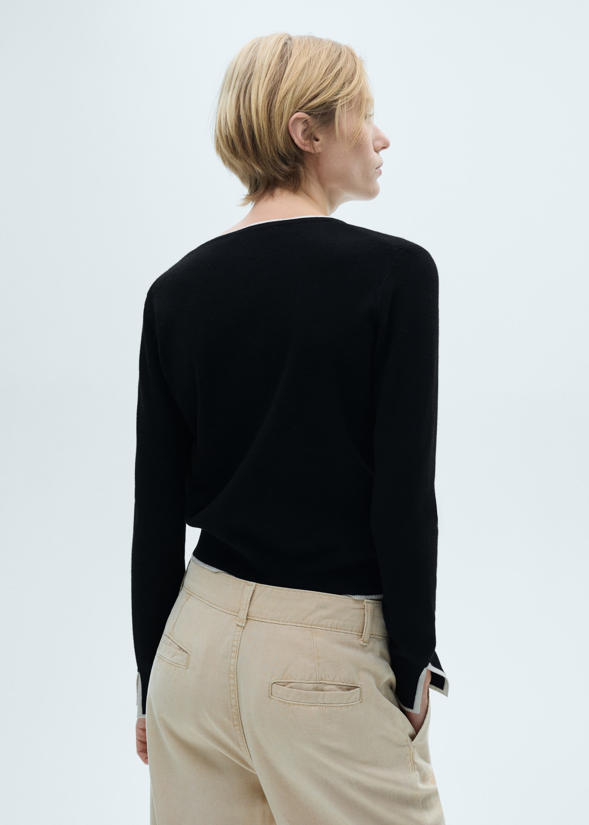 Button knit cardigan - Reverse of the article, Black. Ref: 77055652-00.