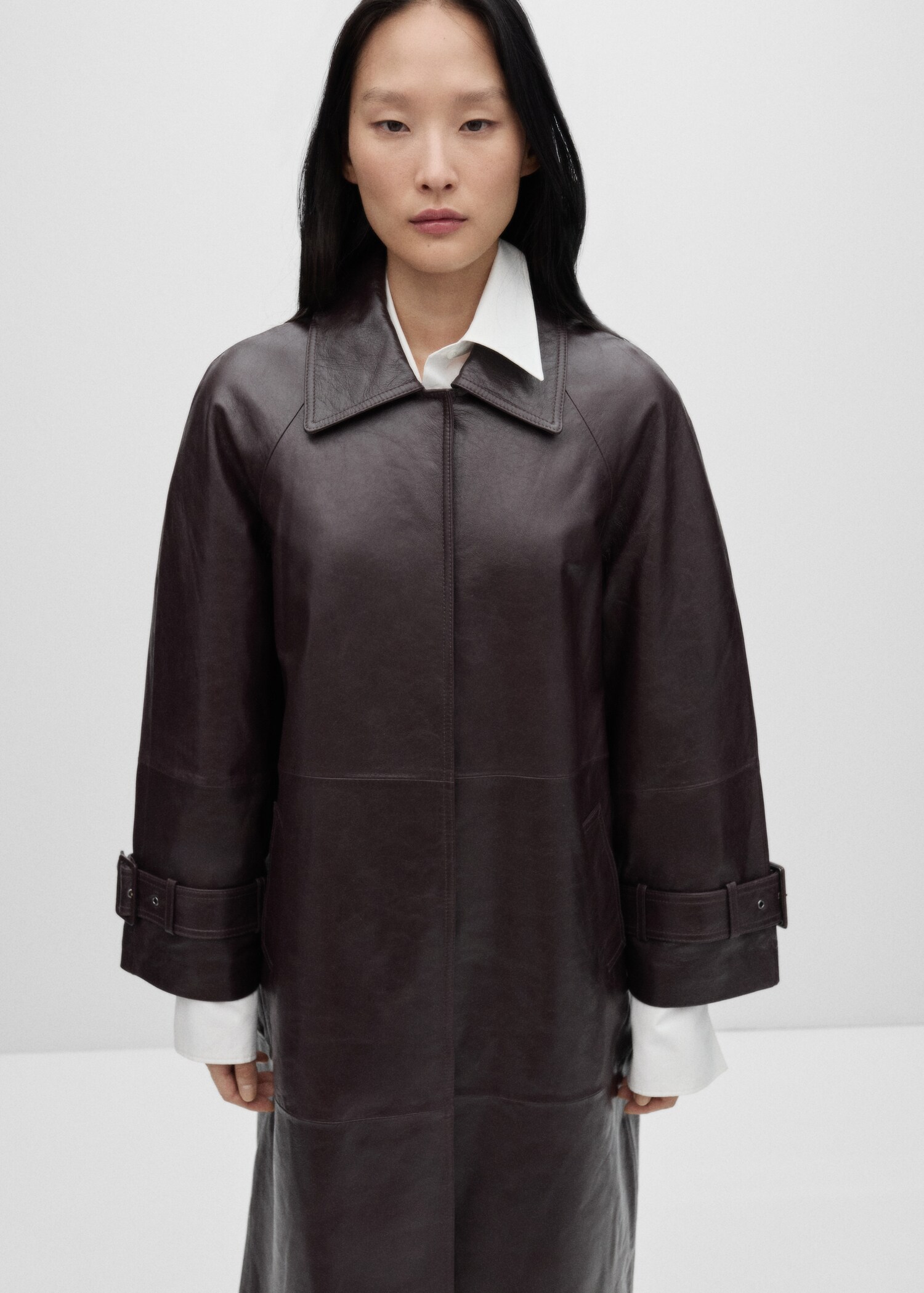 Oversized jas 100% leer - Middenvlak