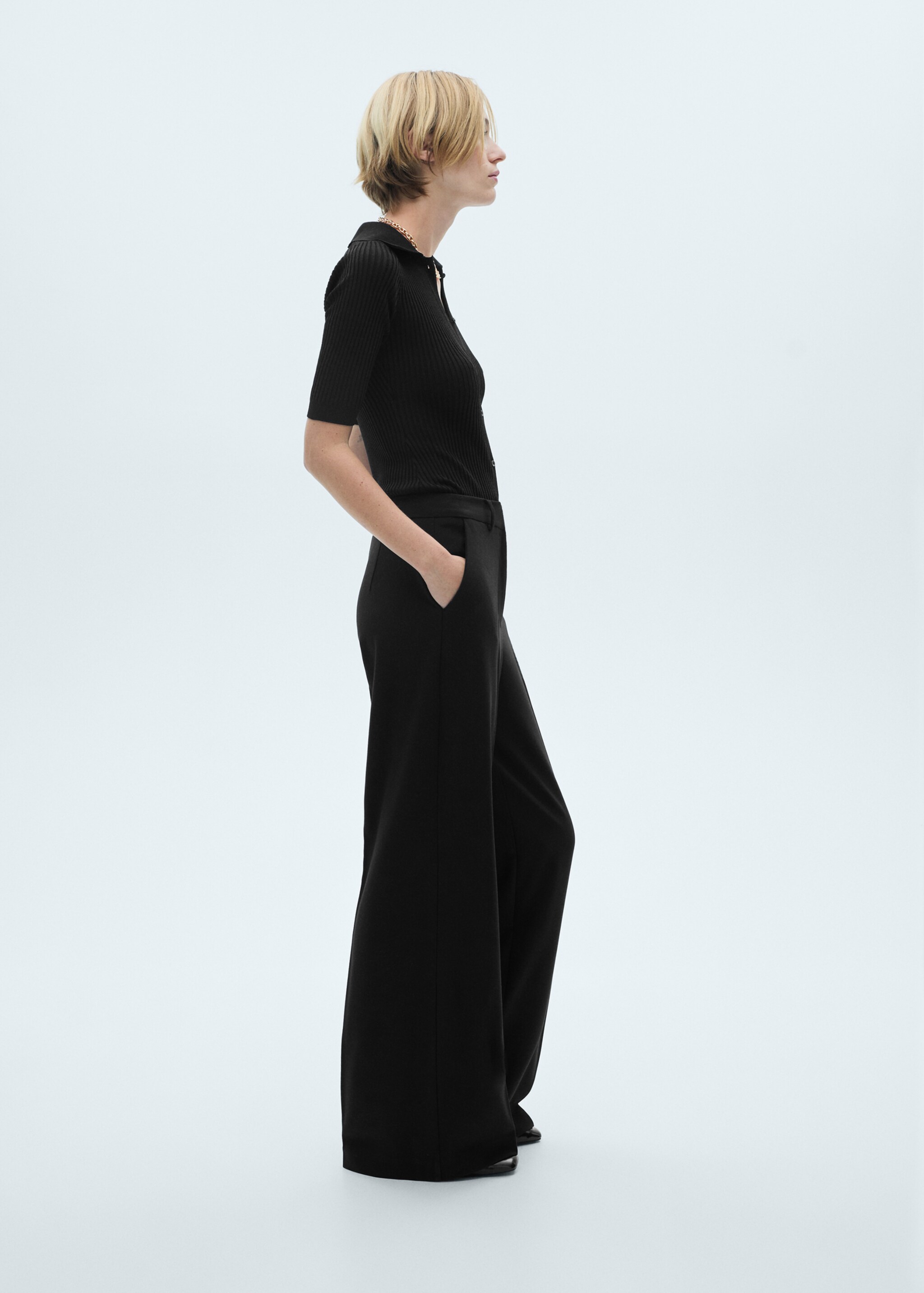 Long jumpsuit with combined design - Détail de l'article 6, Noir. Ref: 77055658-00.