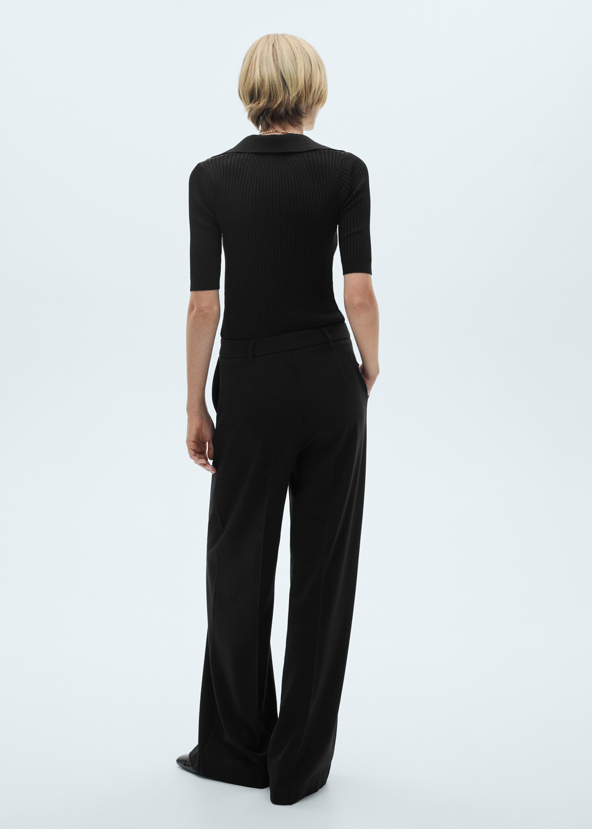 Long jumpsuit with combined design - Verso de l’article, Noir. Ref: 77055658-00.