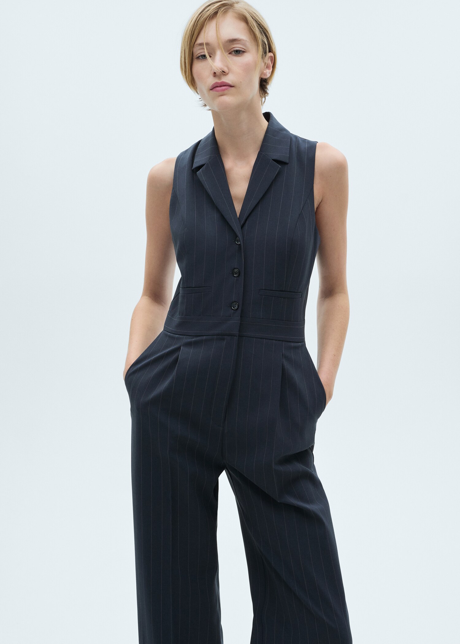 Long pinstripe jumpsuit - Medium plane